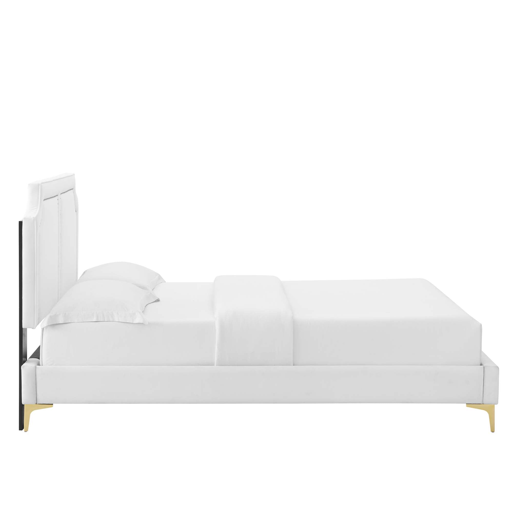 Novi Performance Velvet Bed With Gold Metal Legs by Modway