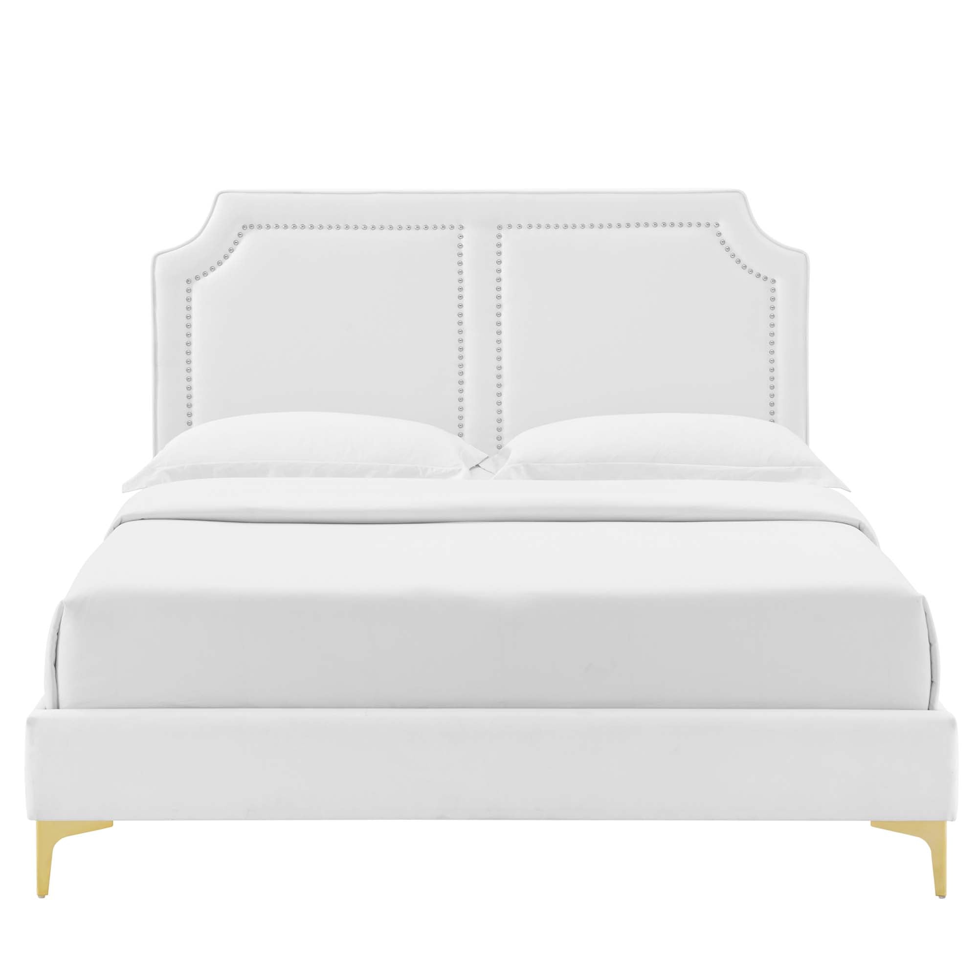 Novi Performance Velvet Bed With Gold Metal Legs by Modway