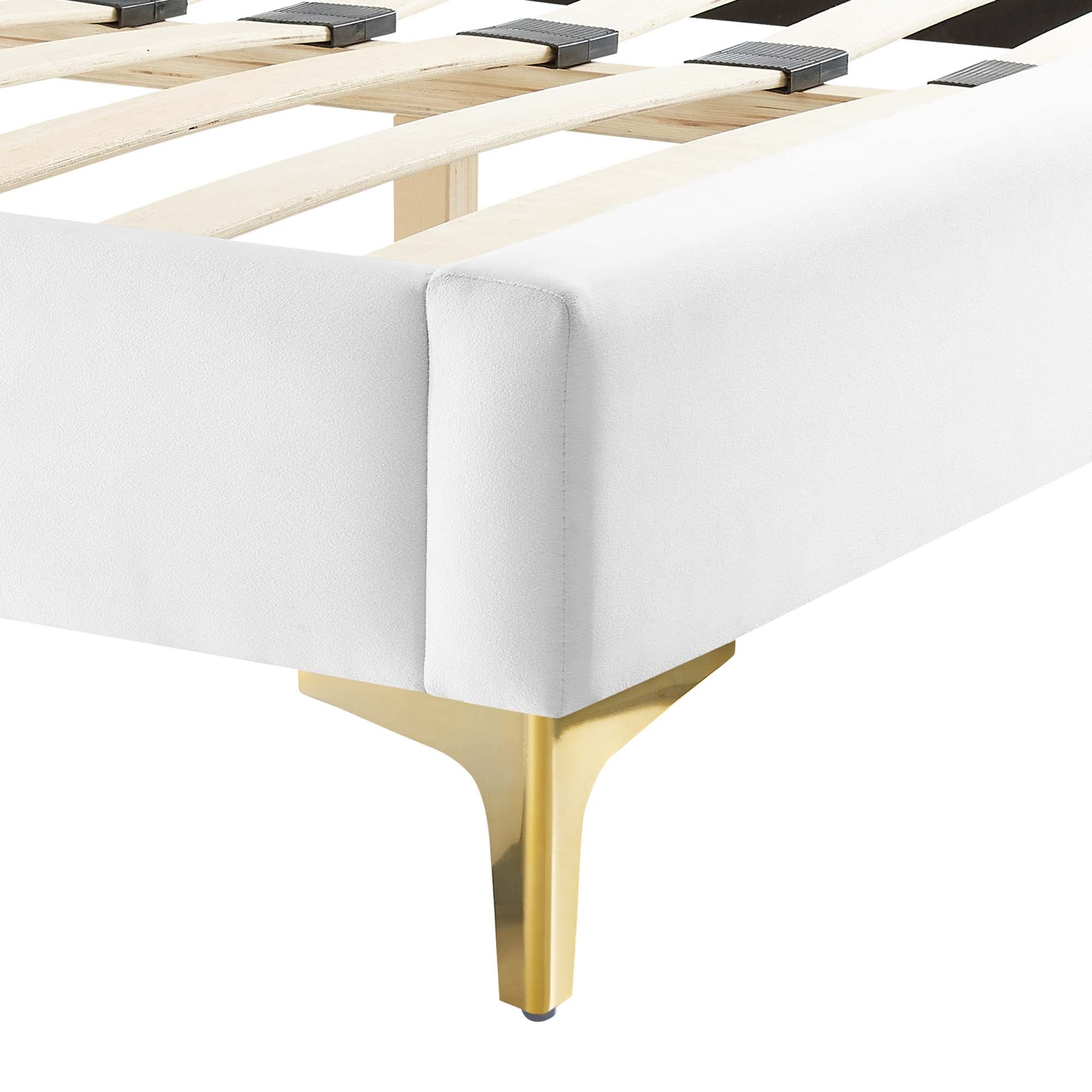 Novi Performance Velvet Bed With Gold Metal Legs by Modway