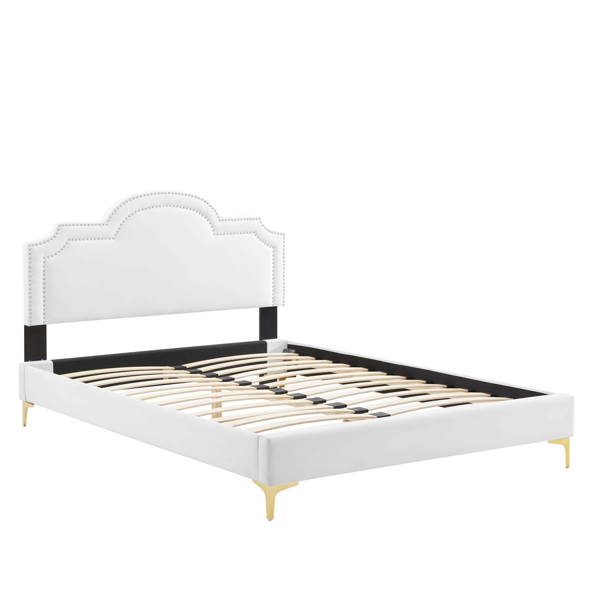 Aviana Performance Velvet Bed With Gold Legs by Modway