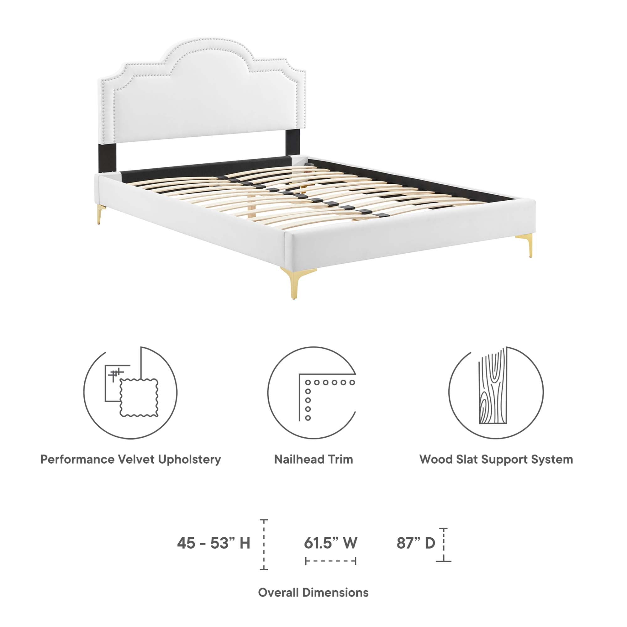 Aviana Performance Velvet Bed With Gold Legs by Modway