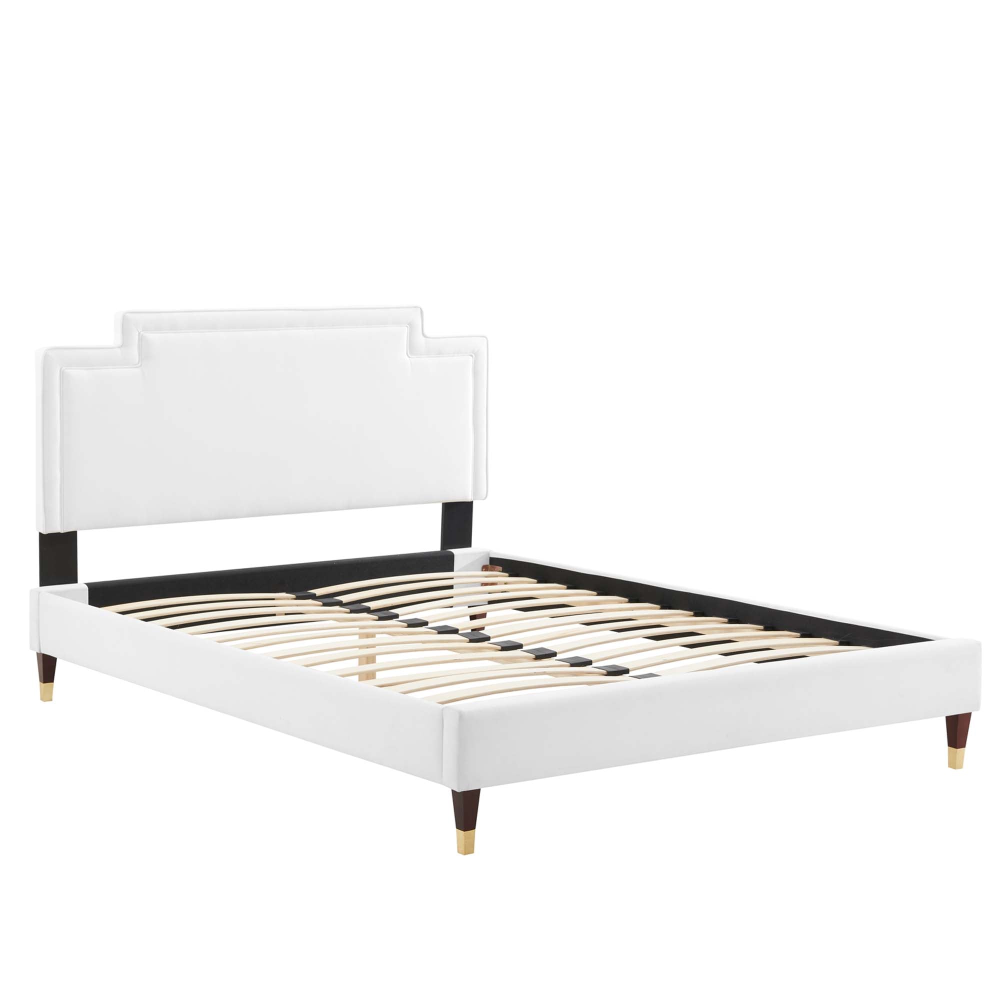 Liva Performance Velvet Bed With Wood and Gold Legs by Modway