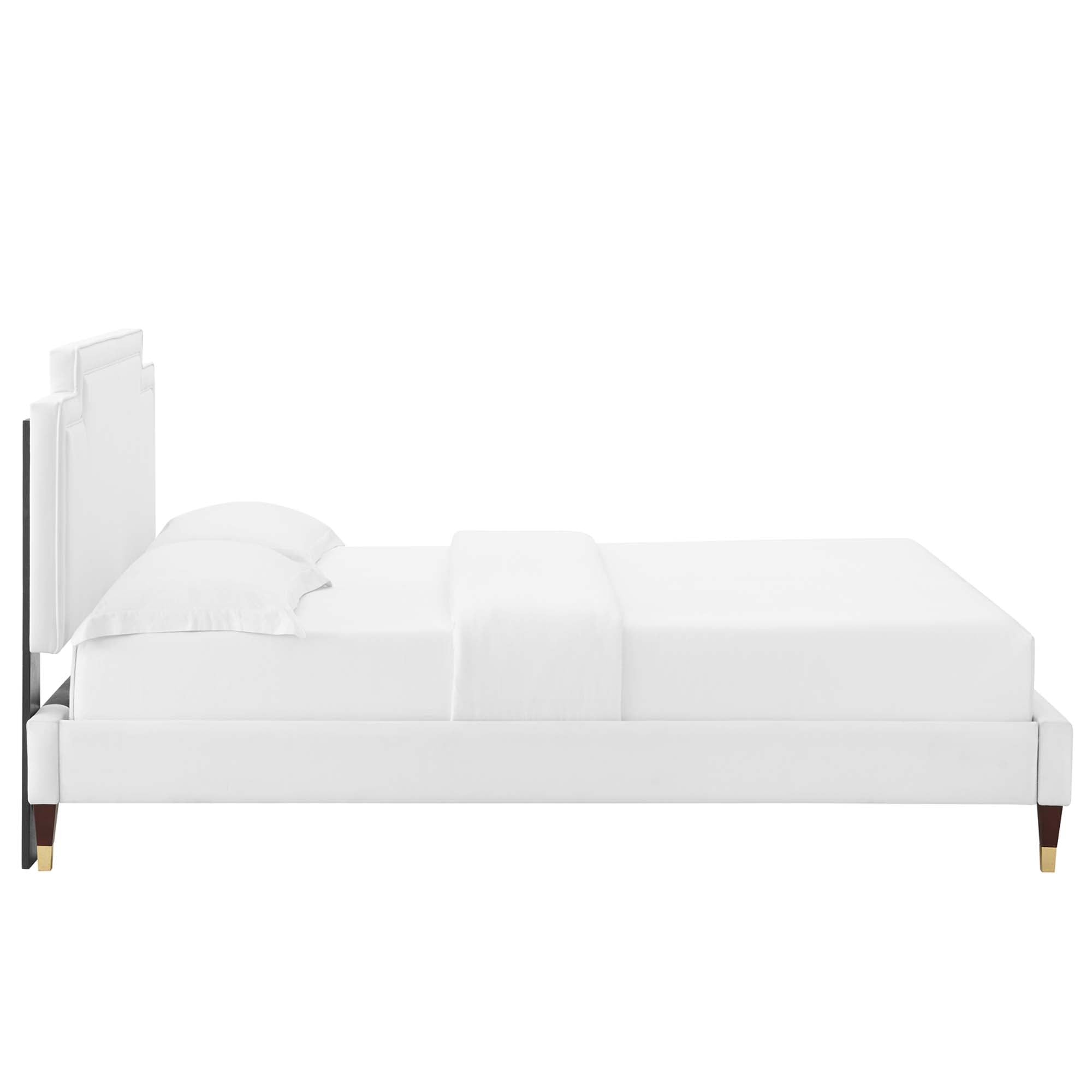 Liva Performance Velvet Bed With Wood and Gold Legs by Modway
