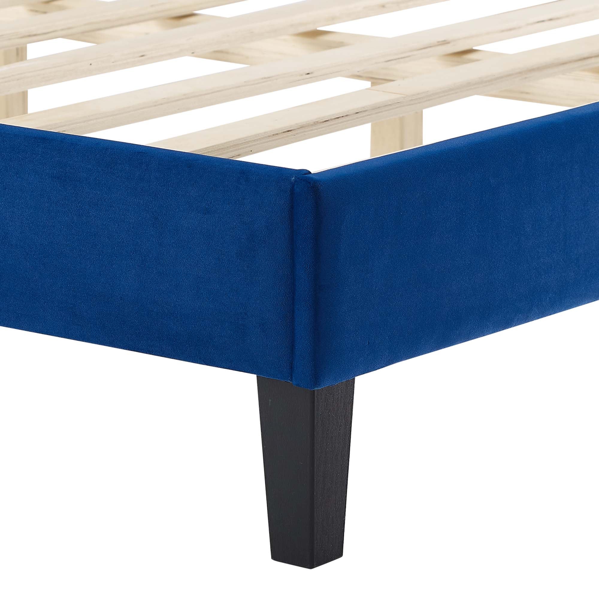 Sasha Button-Tufted Performance Velvet Bed With Black Wood Legs by Modway
