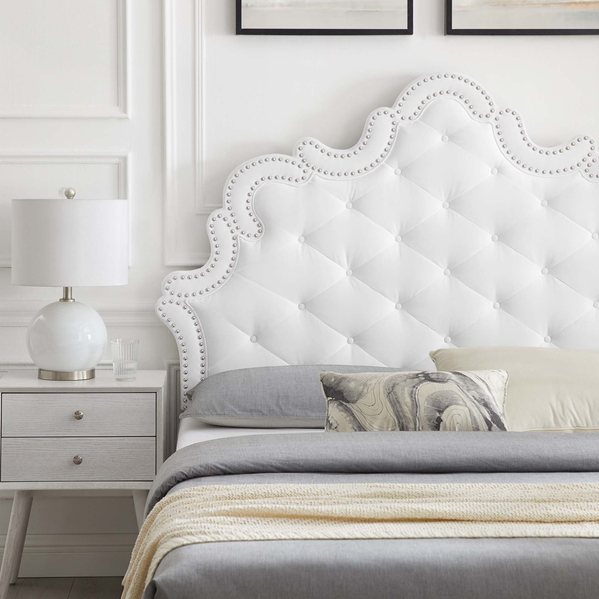 Sasha Button-Tufted Performance Velvet Bed With Black Wood Legs by Modway
