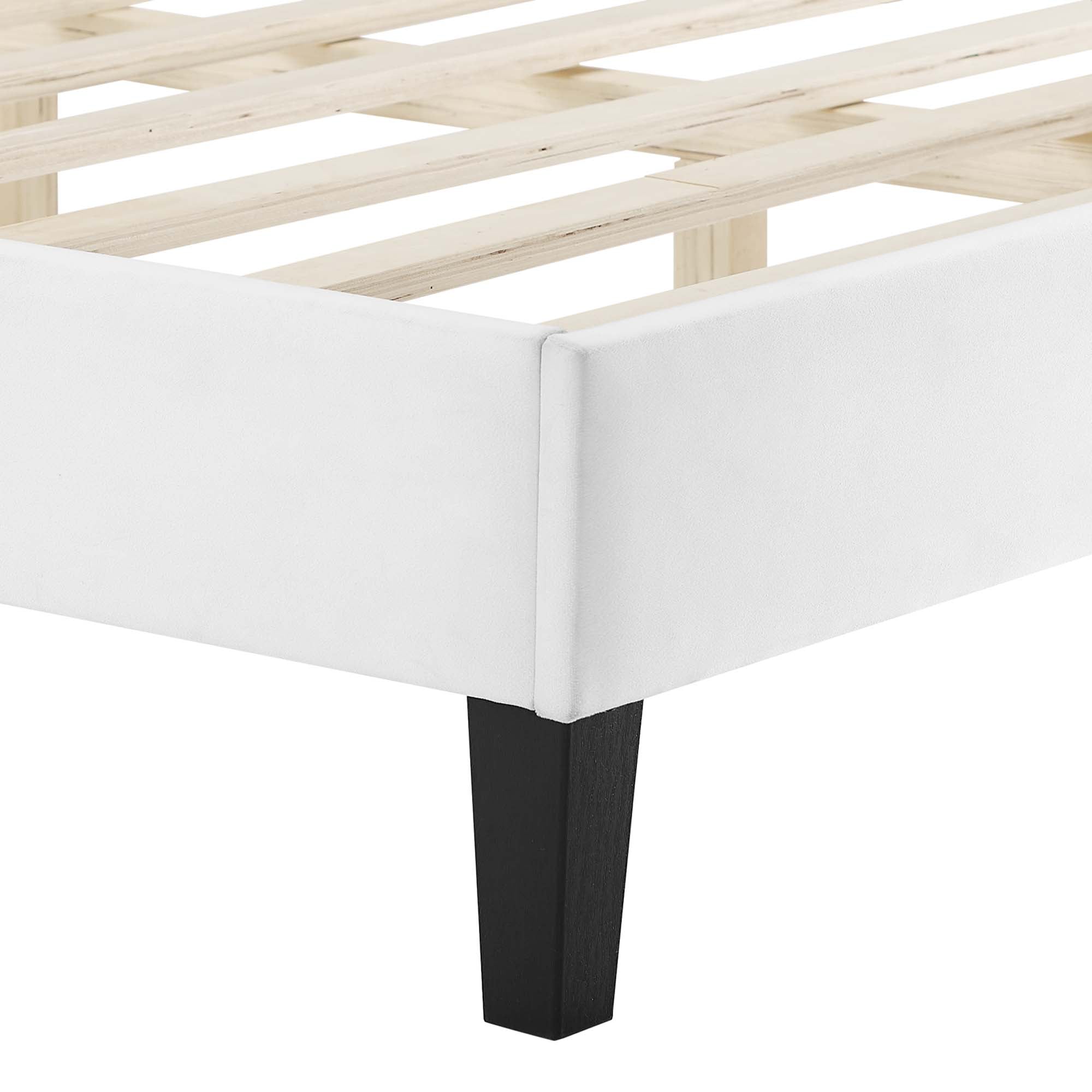 Sasha Button-Tufted Performance Velvet Bed With Black Wood Legs by Modway