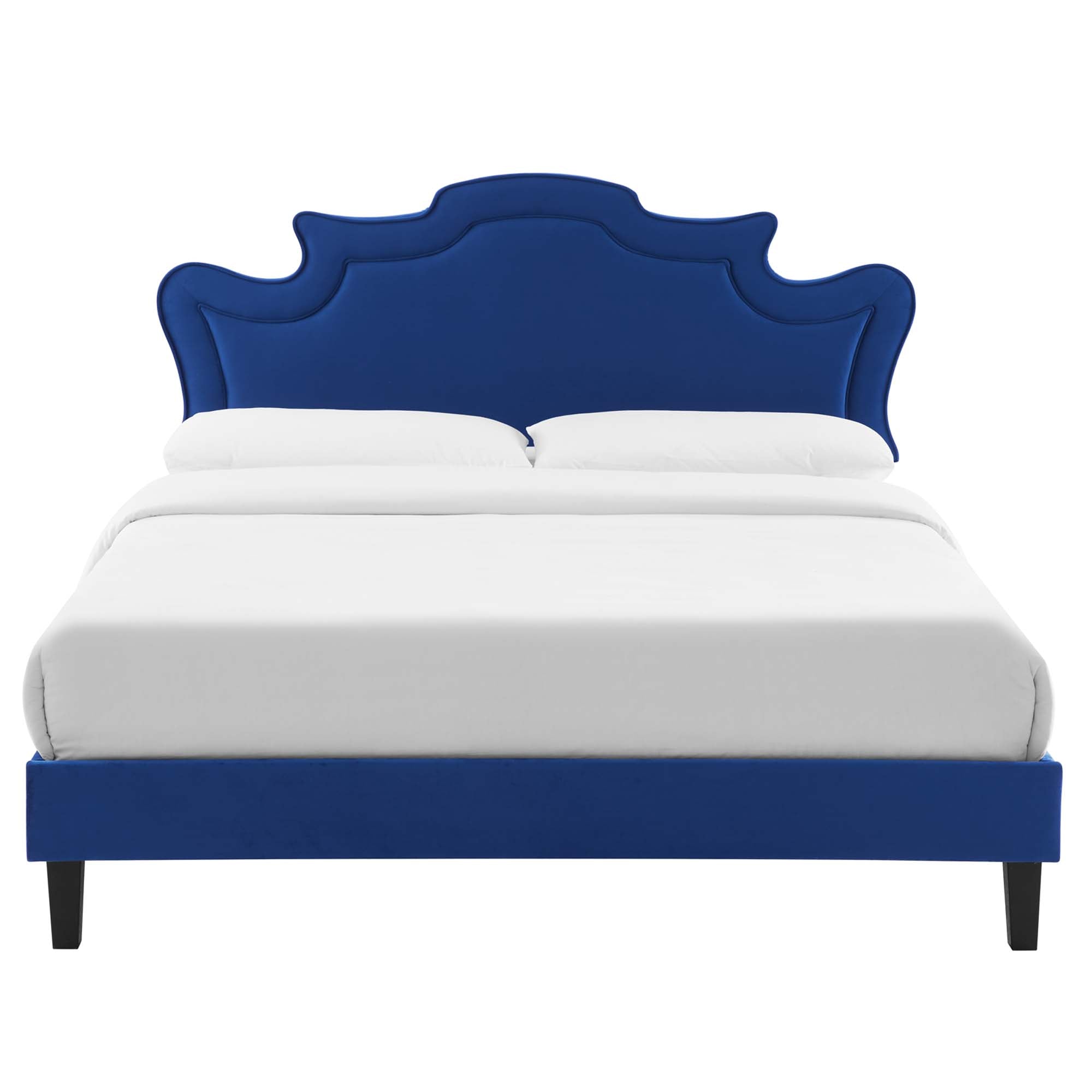 Neena Performance Velvet Bed With Black Wood Legs by Modway
