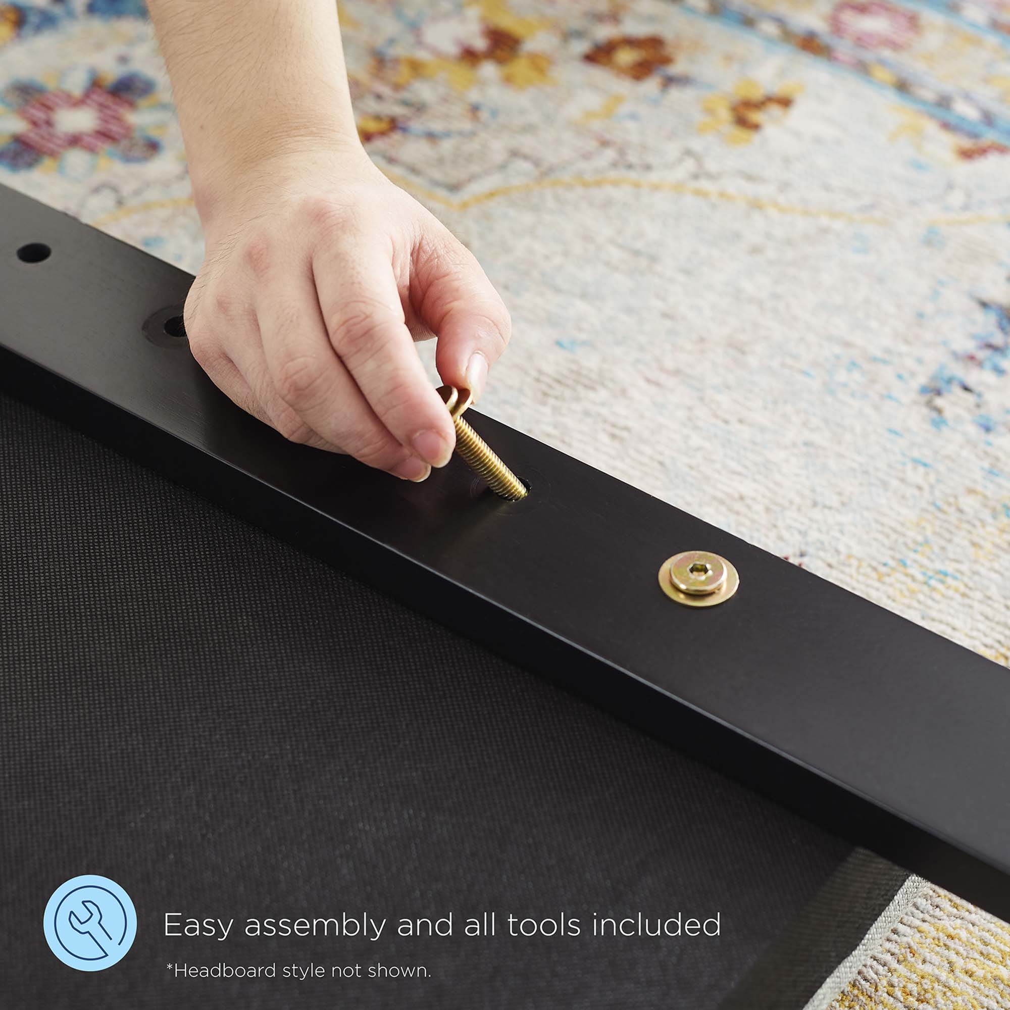 Emerson Performance Velvet Platform Bed With Black Wood Legs by Modway