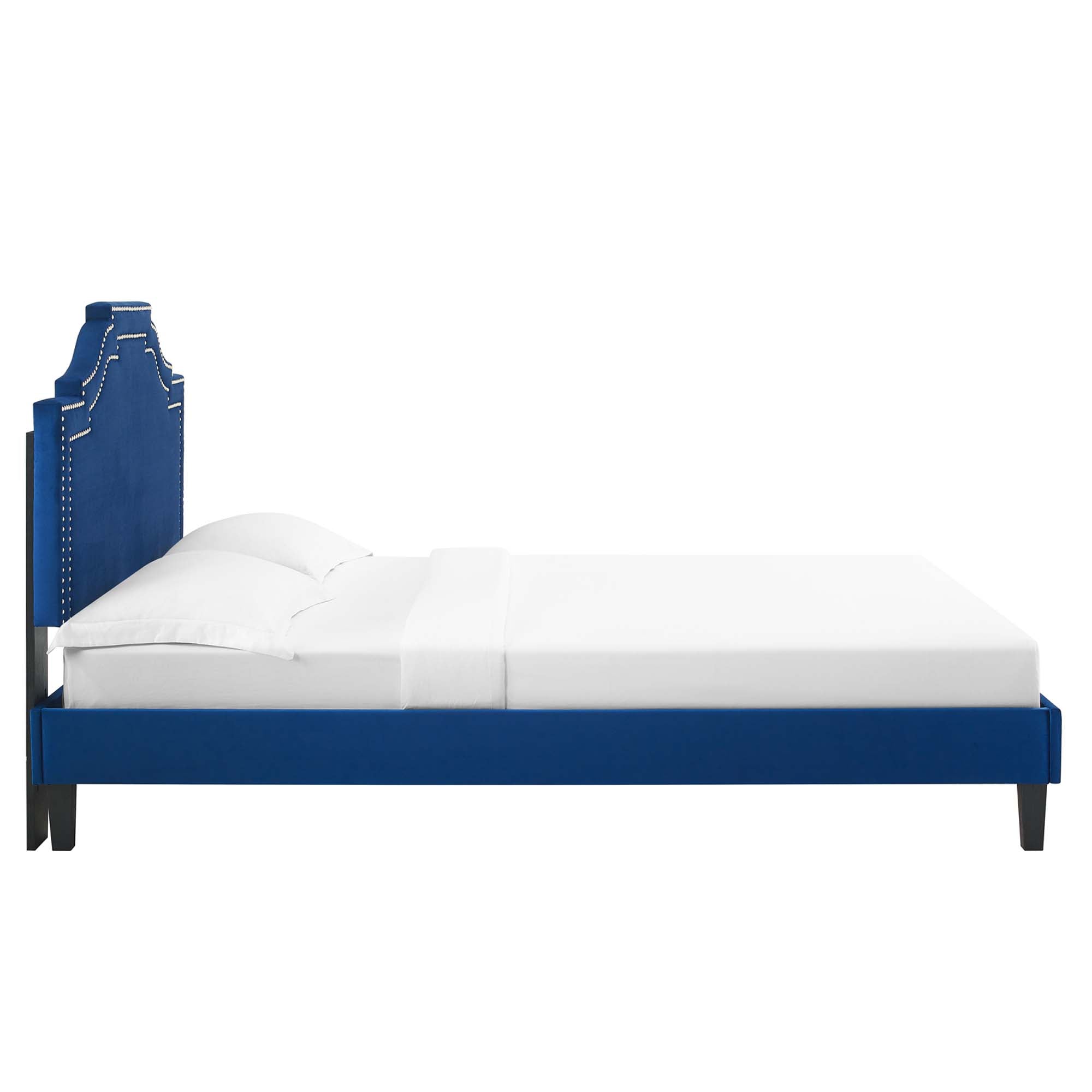 Adelaide Performance Velvet Platform Bed With Black Wood Legs by Modway