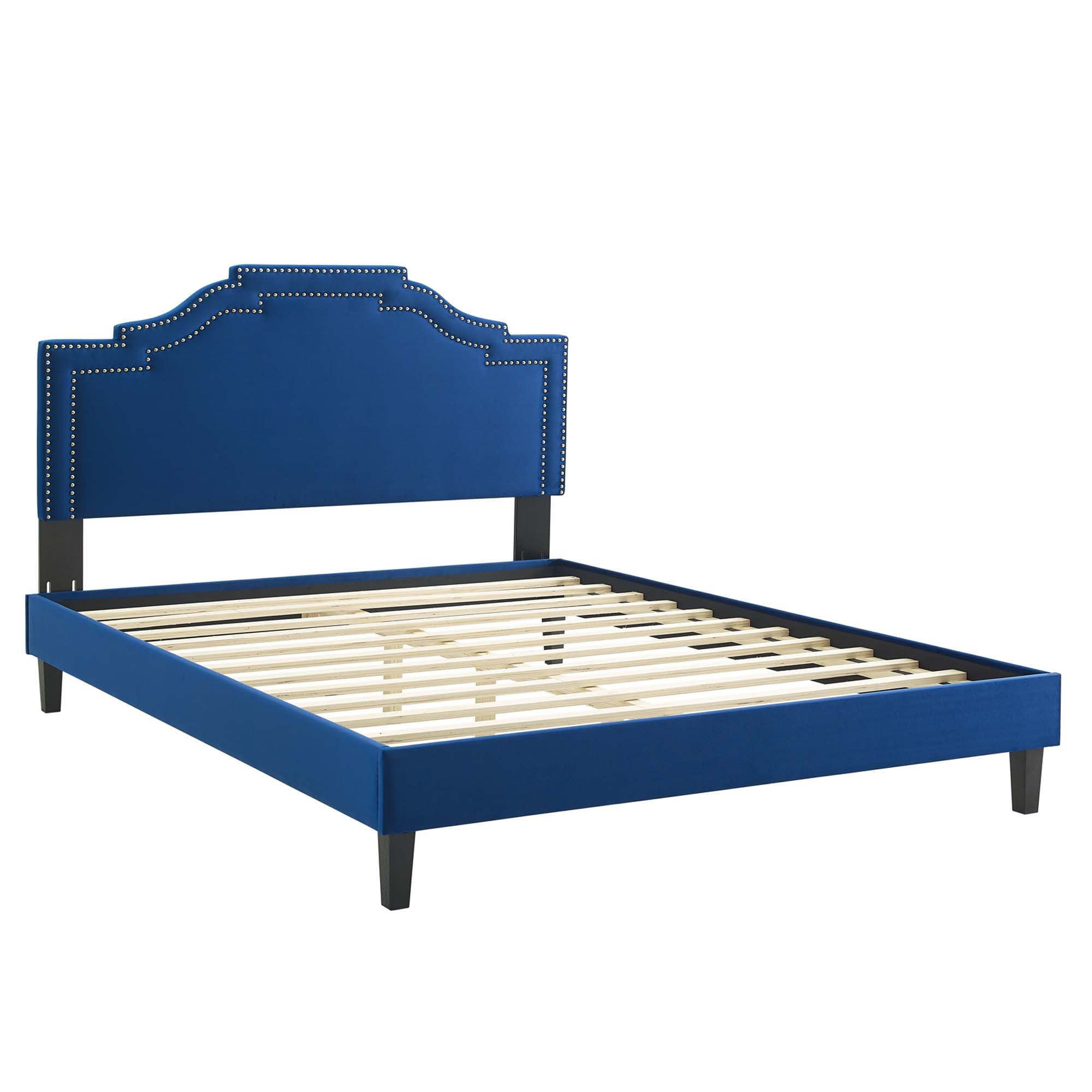 Adelaide Performance Velvet Platform Bed With Black Wood Legs by Modway
