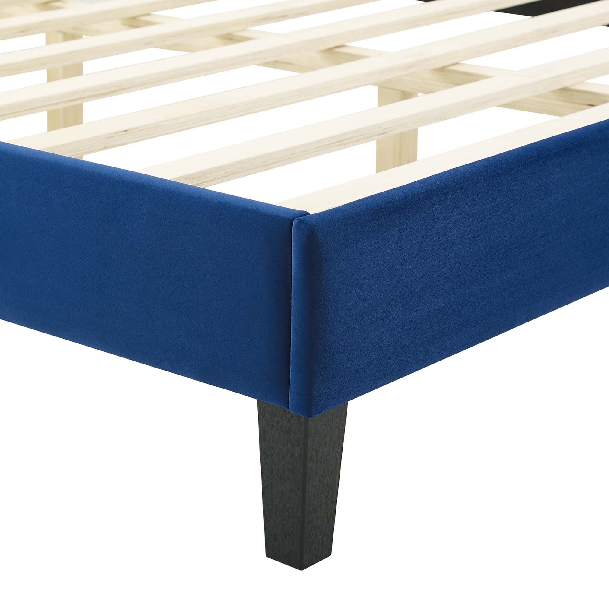 Adelaide Performance Velvet Platform Bed With Black Wood Legs by Modway