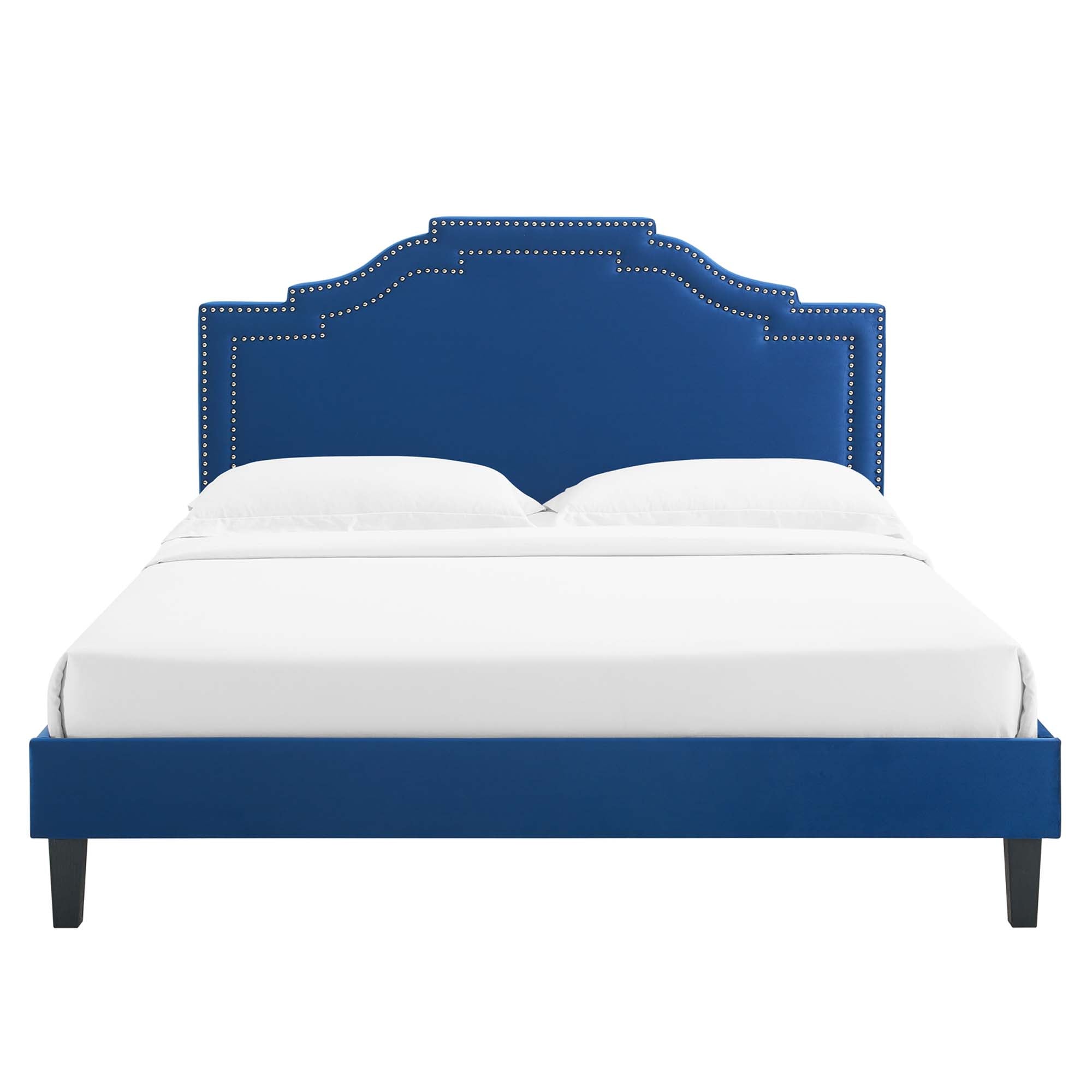 Adelaide Performance Velvet Platform Bed With Black Wood Legs by Modway