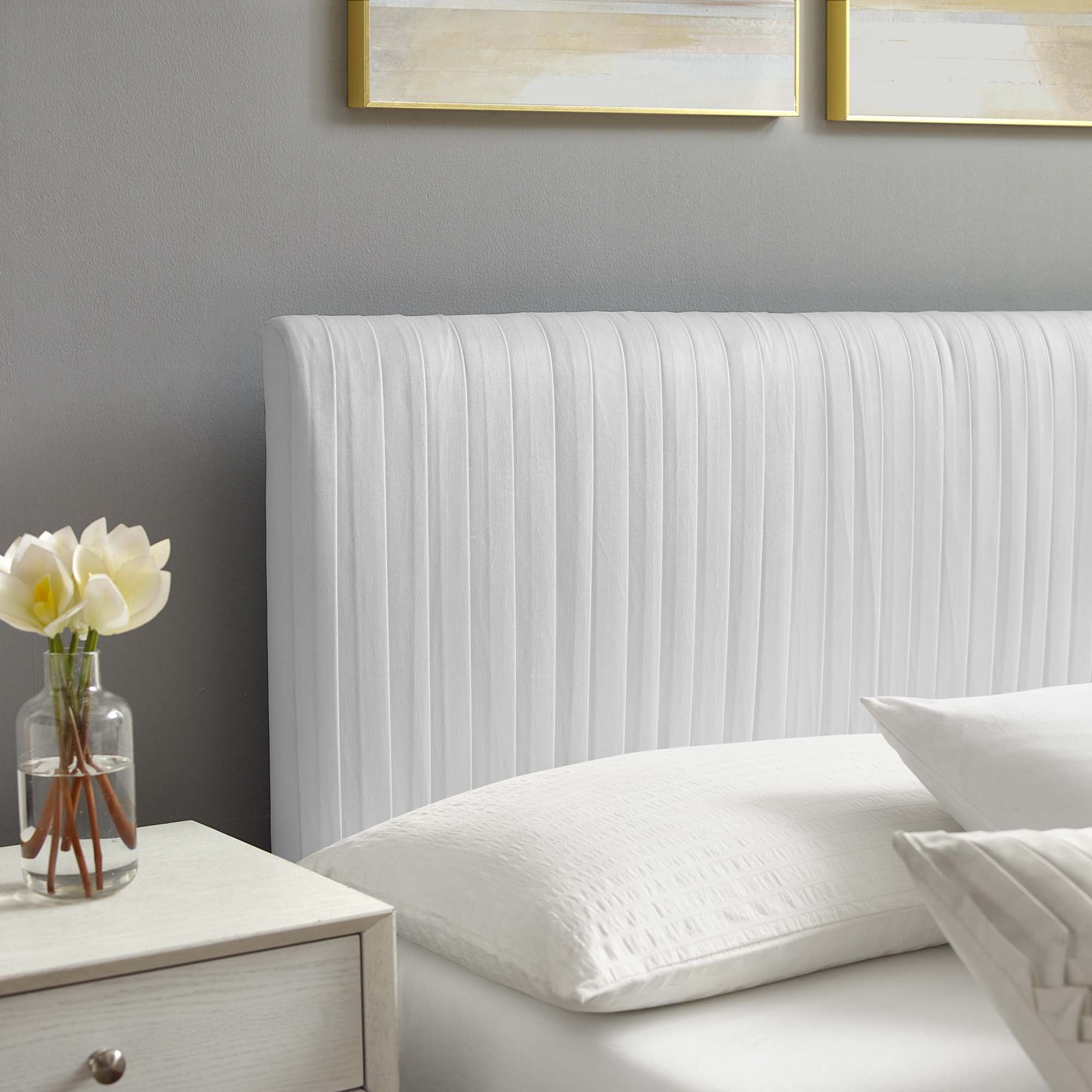 Peyton Performance Velvet Platform Bed With Gold Metal Legs by Modway
