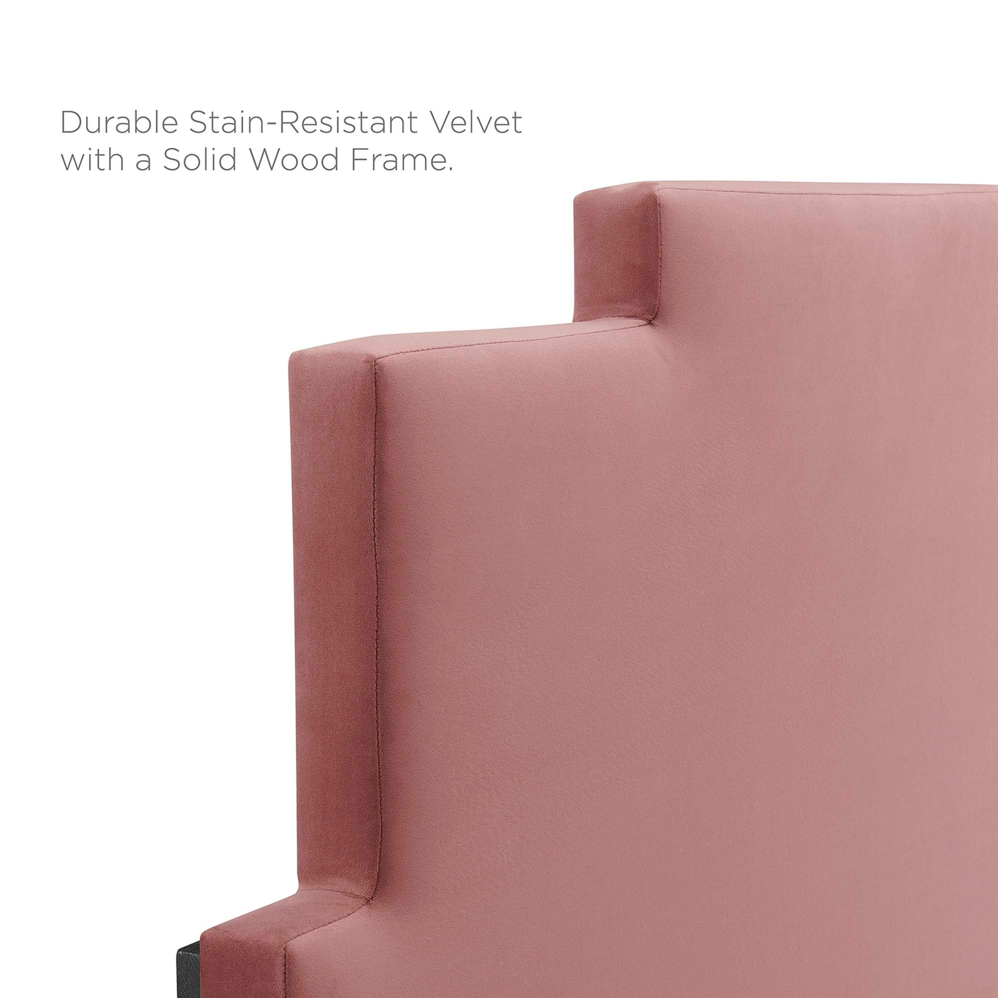 Lindsey Performance Velvet Platform Bed With Gold Metal Legs by Modway