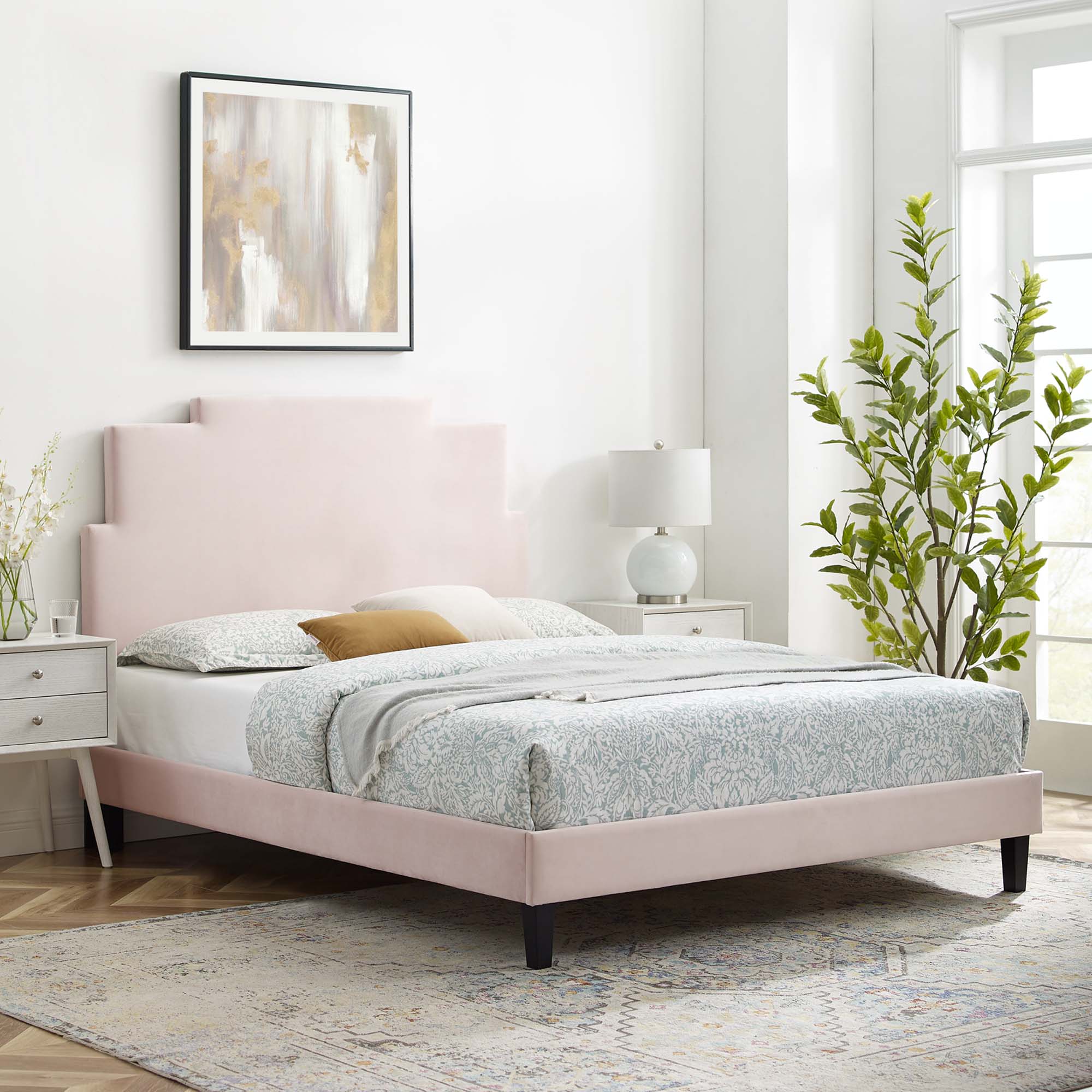 Lindsey Performance Velvet Platform Bed by Modway