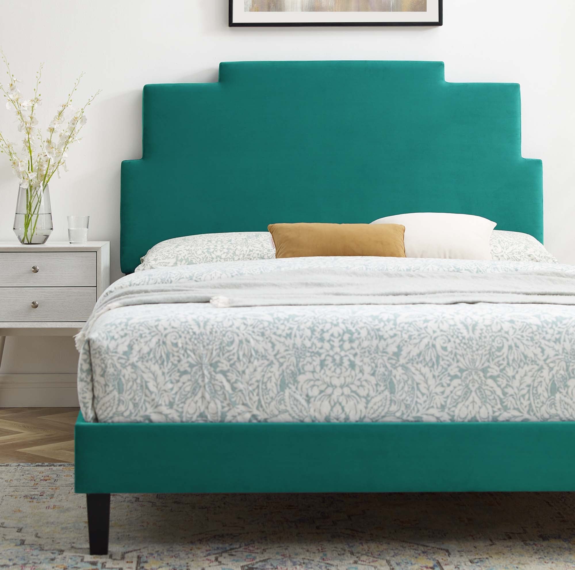 Lindsey Performance Velvet Platform Bed by Modway