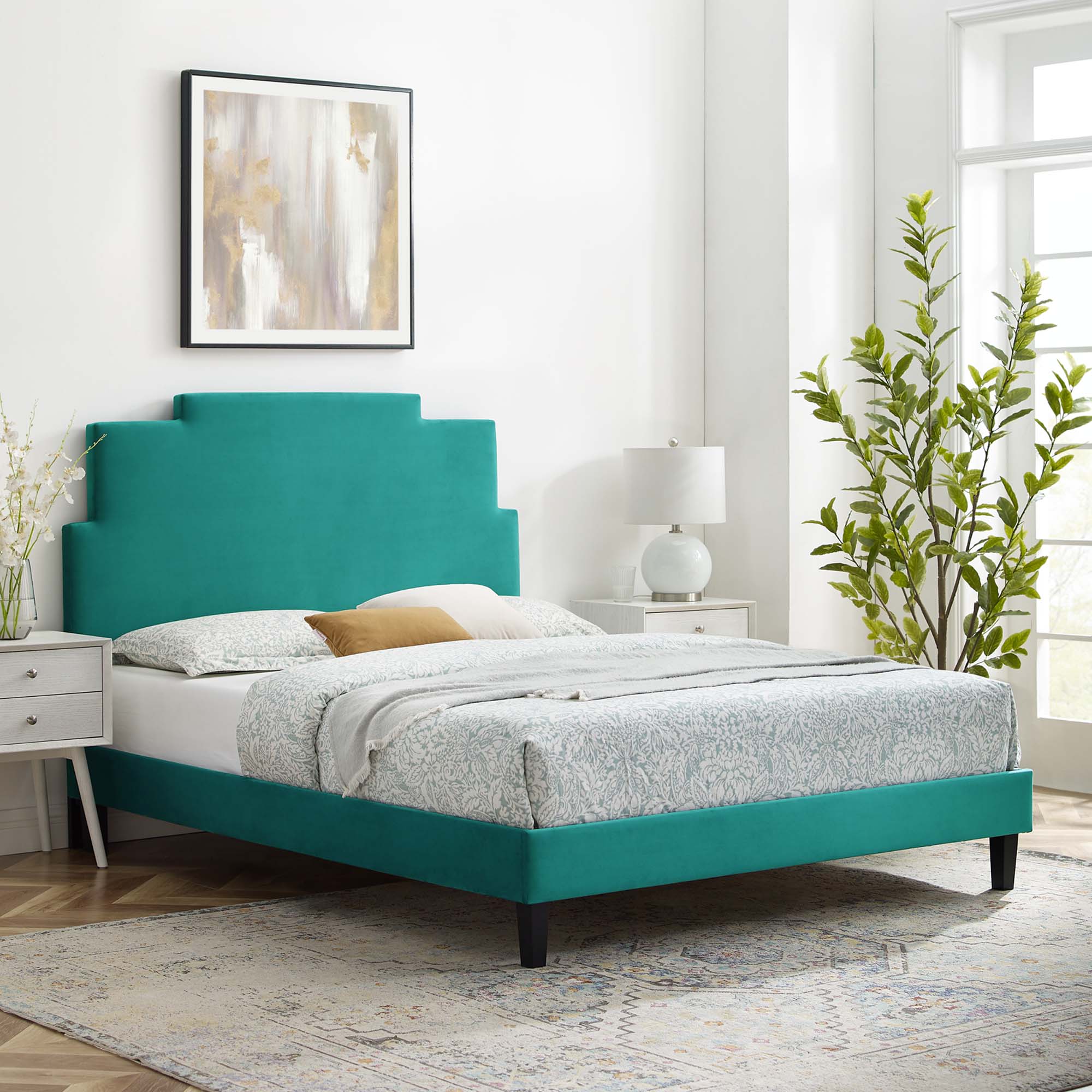 Lindsey Performance Velvet Platform Bed by Modway