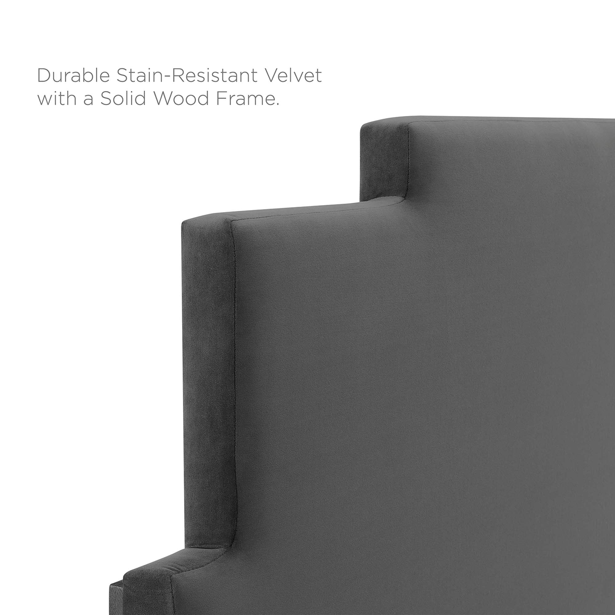 Lindsey Performance Velvet Platform Bed With Wood and Gold Legs by Modway
