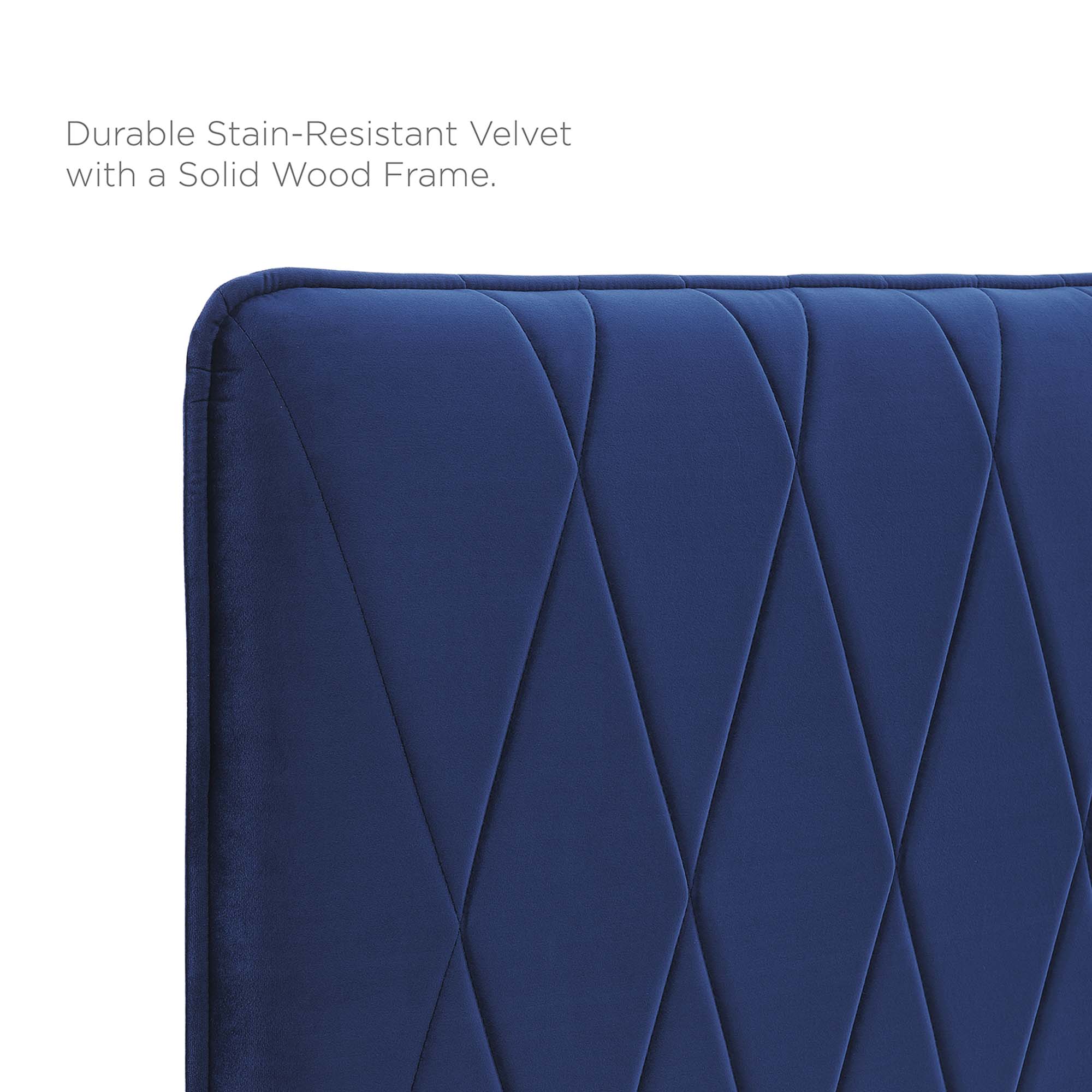 Phillipa Performance Velvet Platform Bed With Gold Metal Legs by Modway