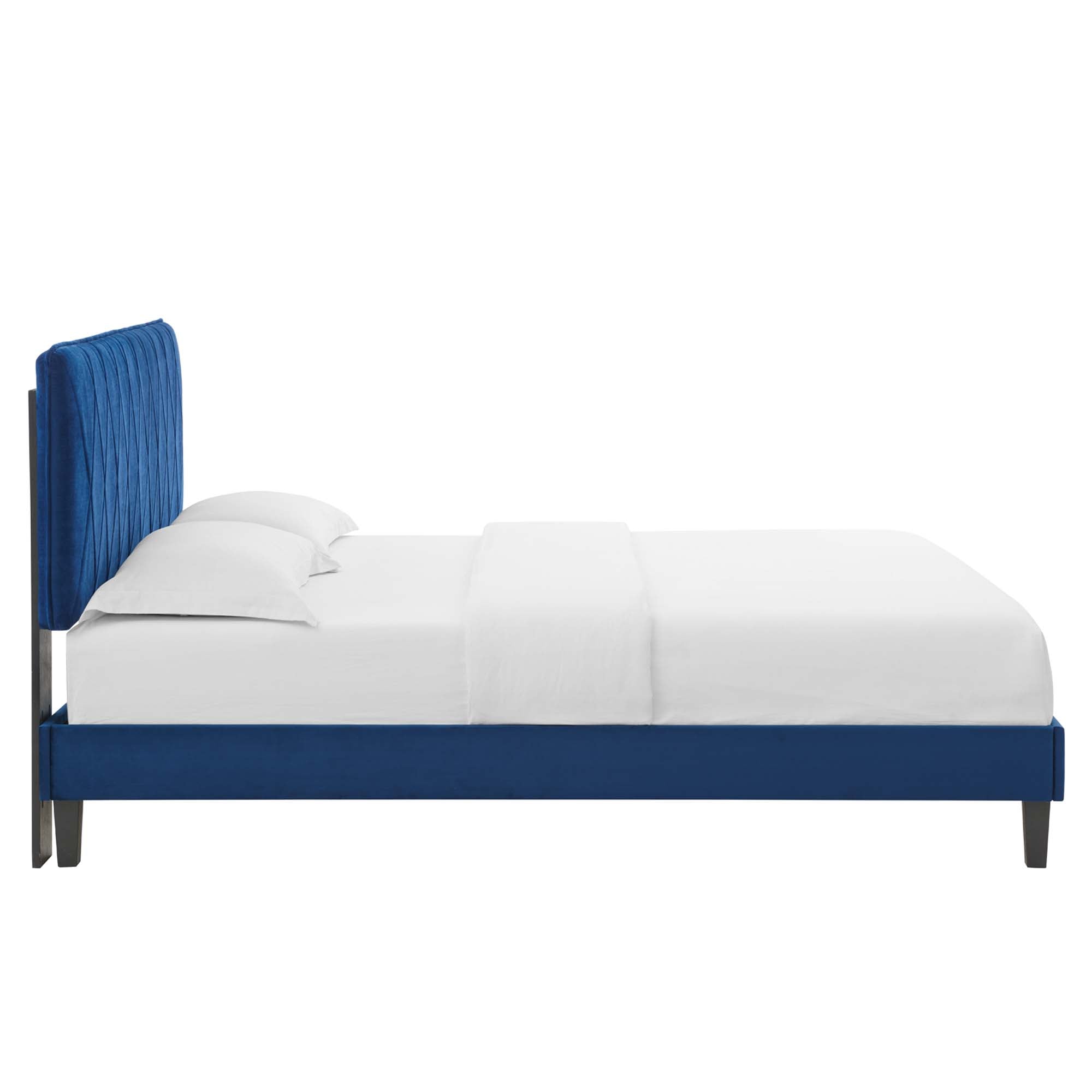 Phillipa Performance Velvet Platform Bed With Black Wood Legs by Modway