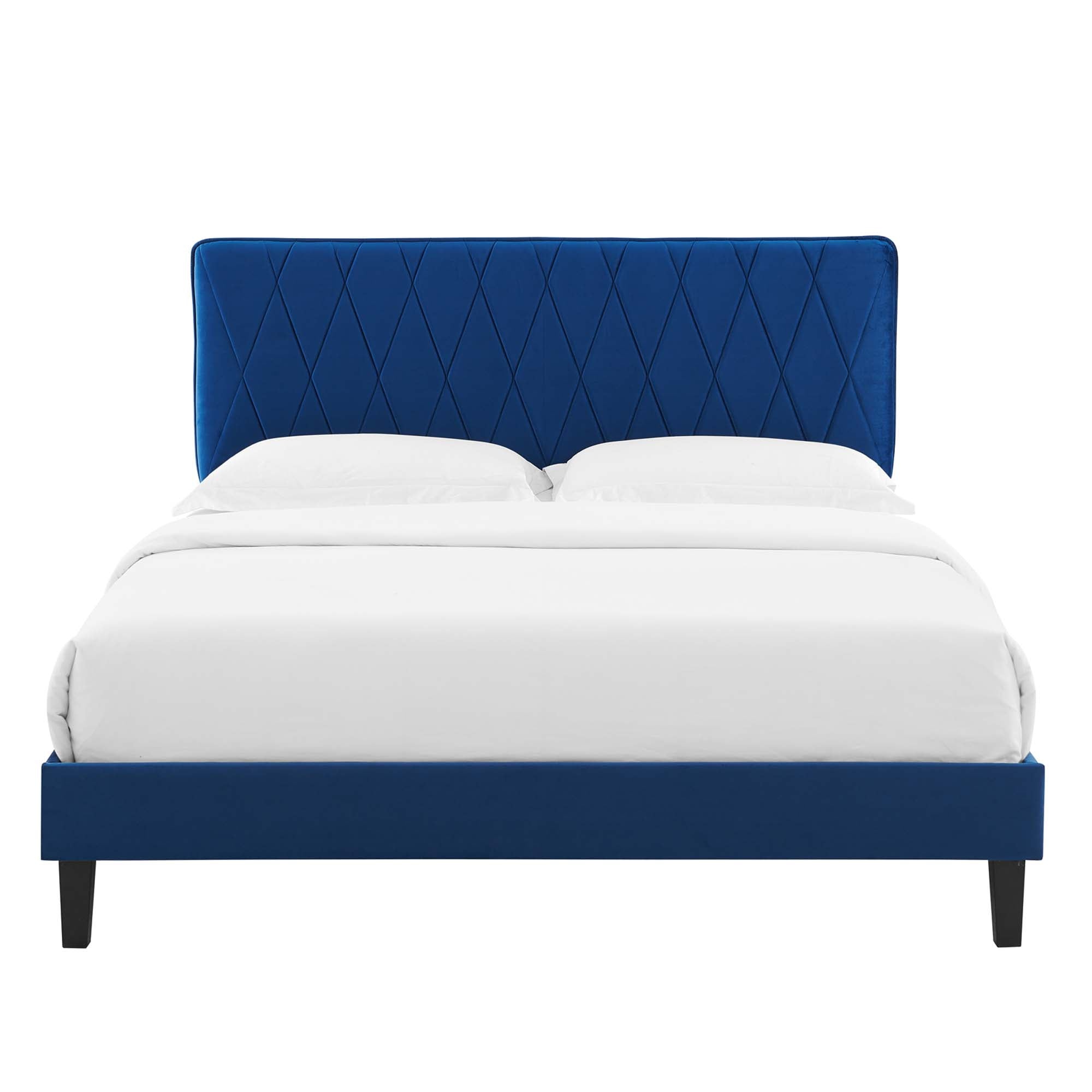 Phillipa Performance Velvet Platform Bed With Black Wood Legs by Modway