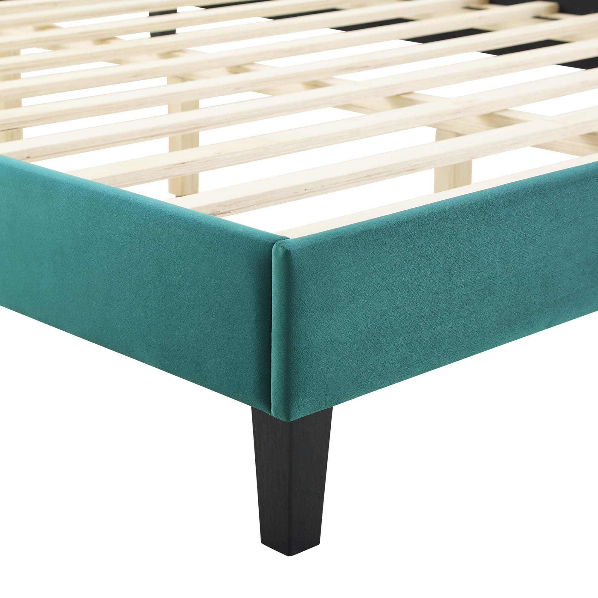 Phillipa Performance Velvet Platform Bed With Black Wood Legs by Modway
