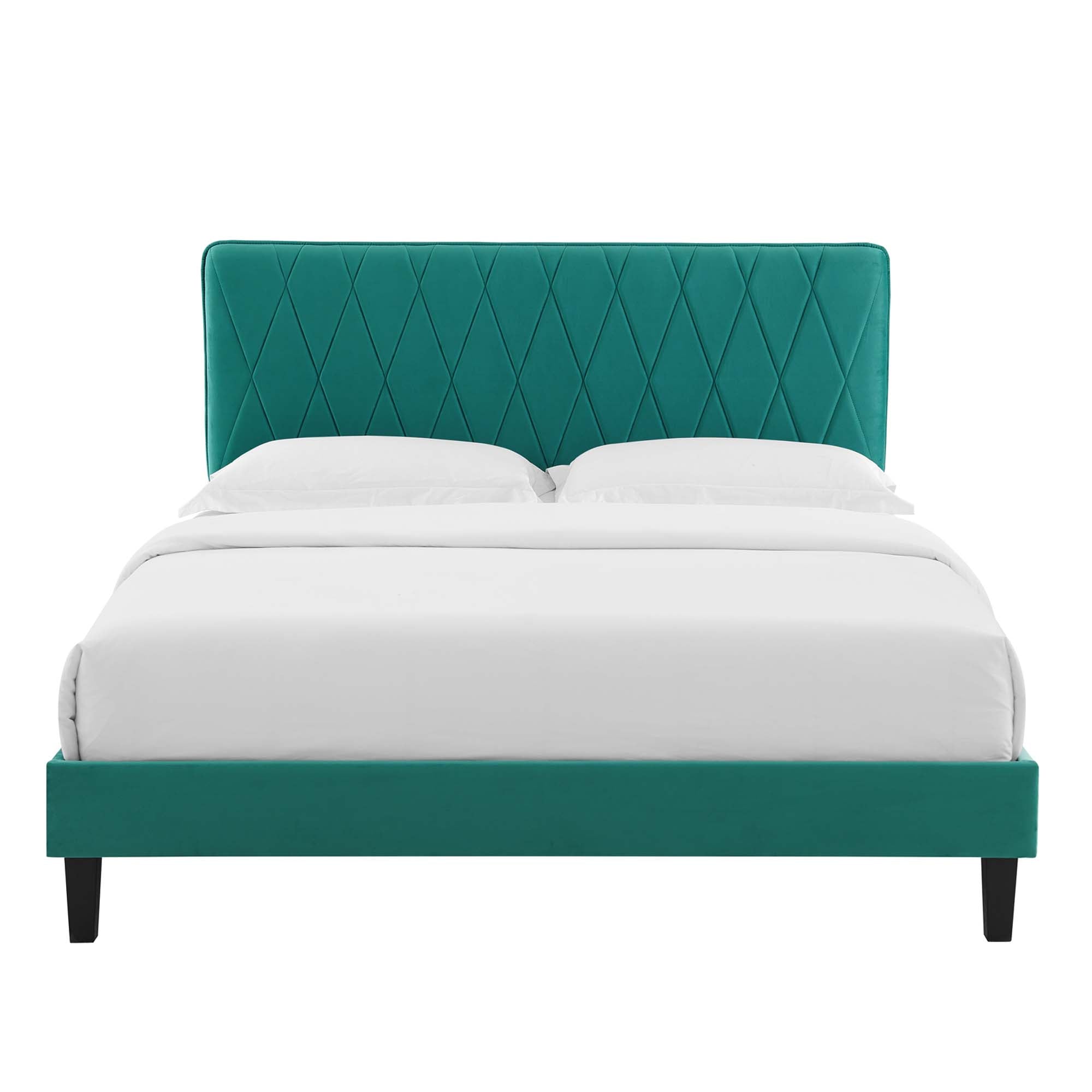 Phillipa Performance Velvet Platform Bed With Black Wood Legs by Modway
