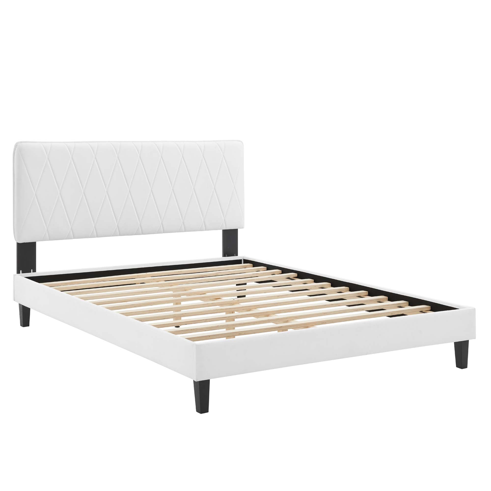 Phillipa Performance Velvet Platform Bed With Black Wood Legs by Modway