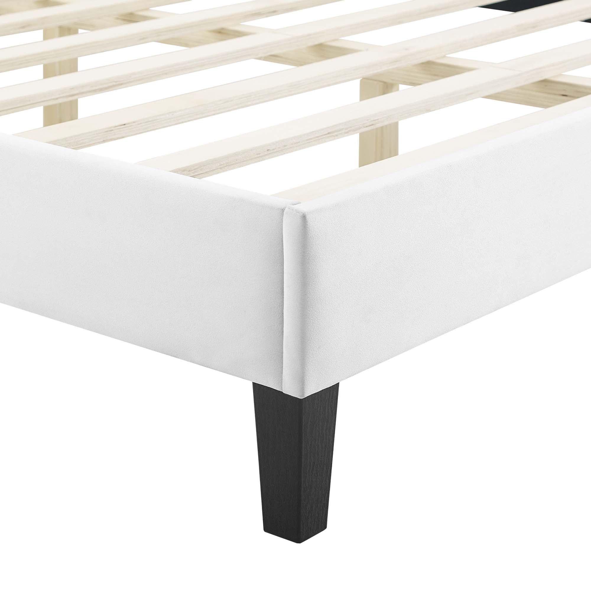 Phillipa Performance Velvet Platform Bed With Black Wood Legs by Modway