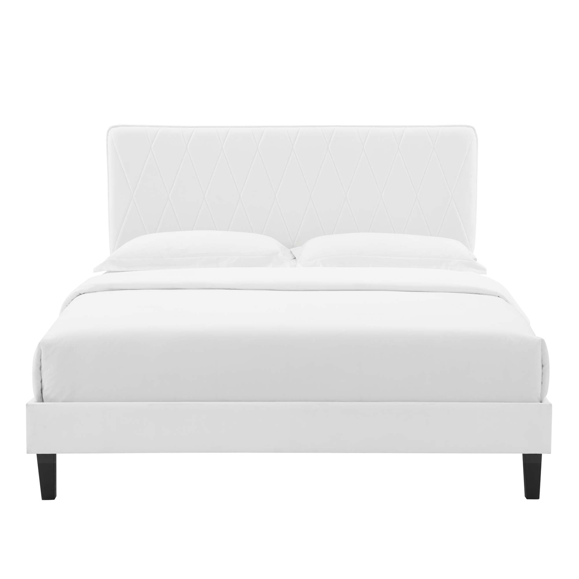 Phillipa Performance Velvet Platform Bed With Black Wood Legs by Modway