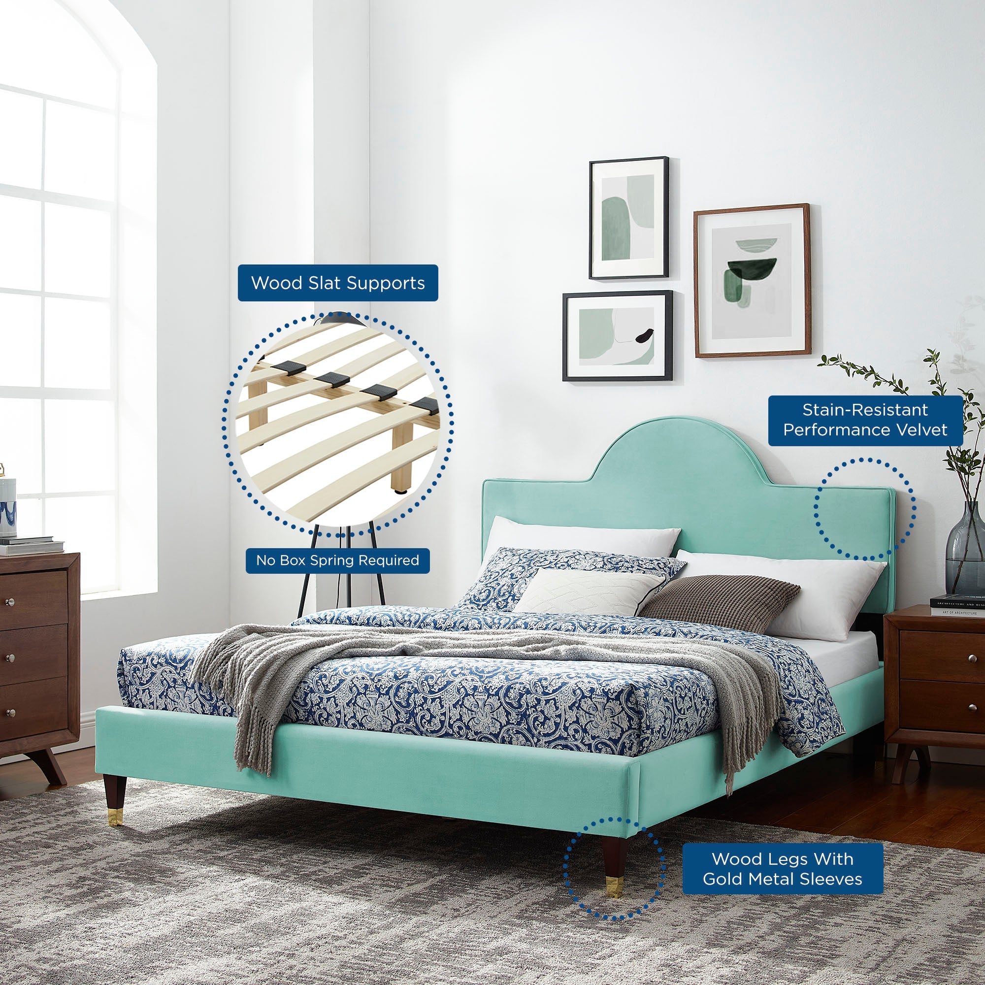 Aurora Performance Velvet Bed by Modway