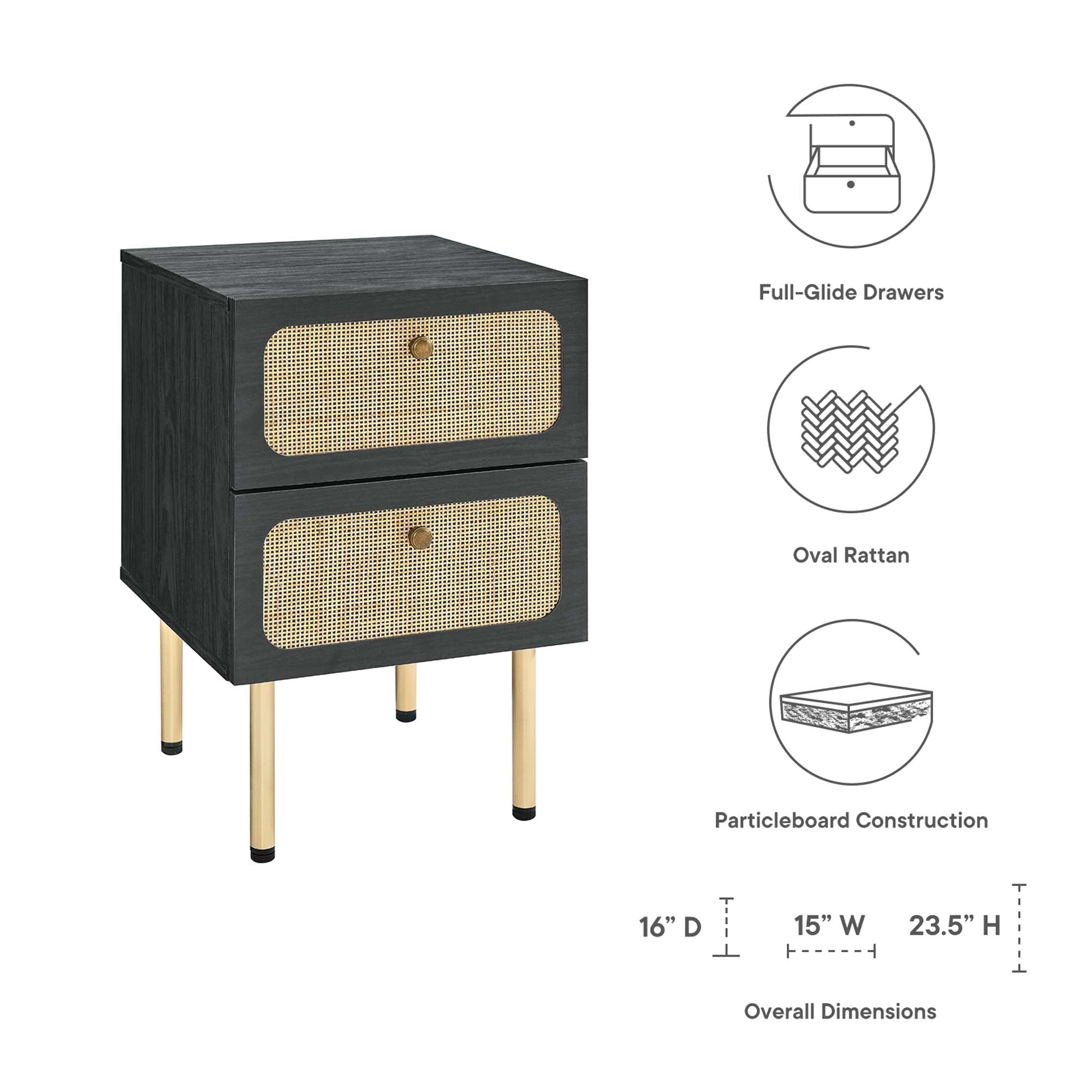 Chaucer 2-Drawer Nightstand by Modway