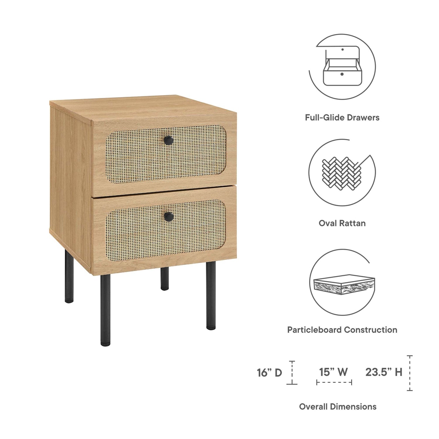 Chaucer 2-Drawer Nightstand by Modway