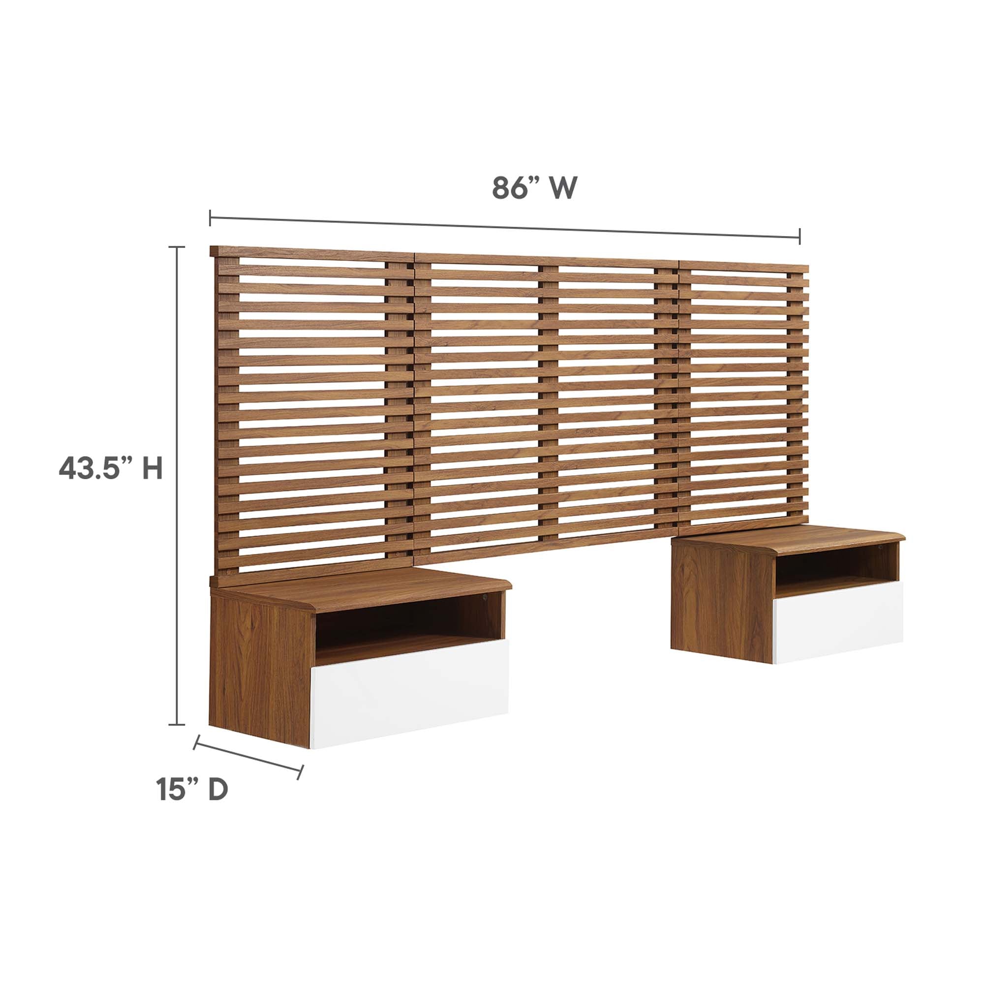 Render Wall Mount Headboard and Modern Nightstands by Modway