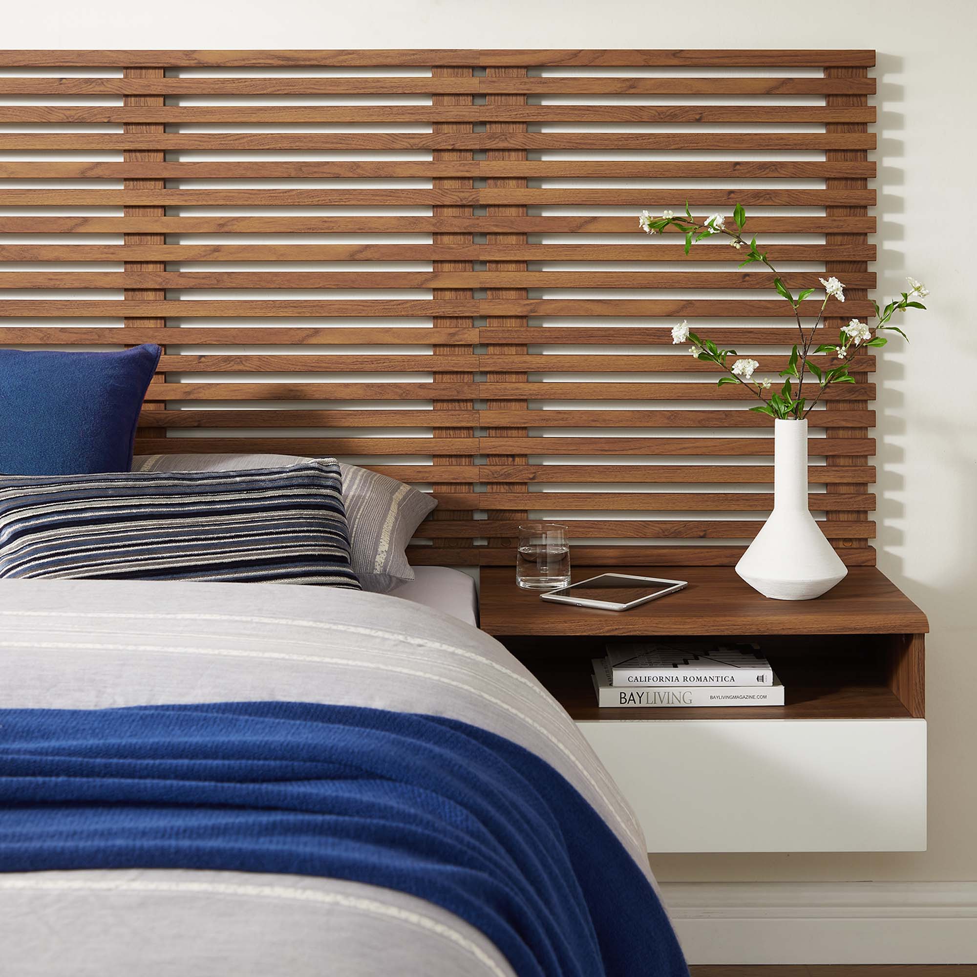 Render Wall Mount Headboard and Modern Nightstands by Modway