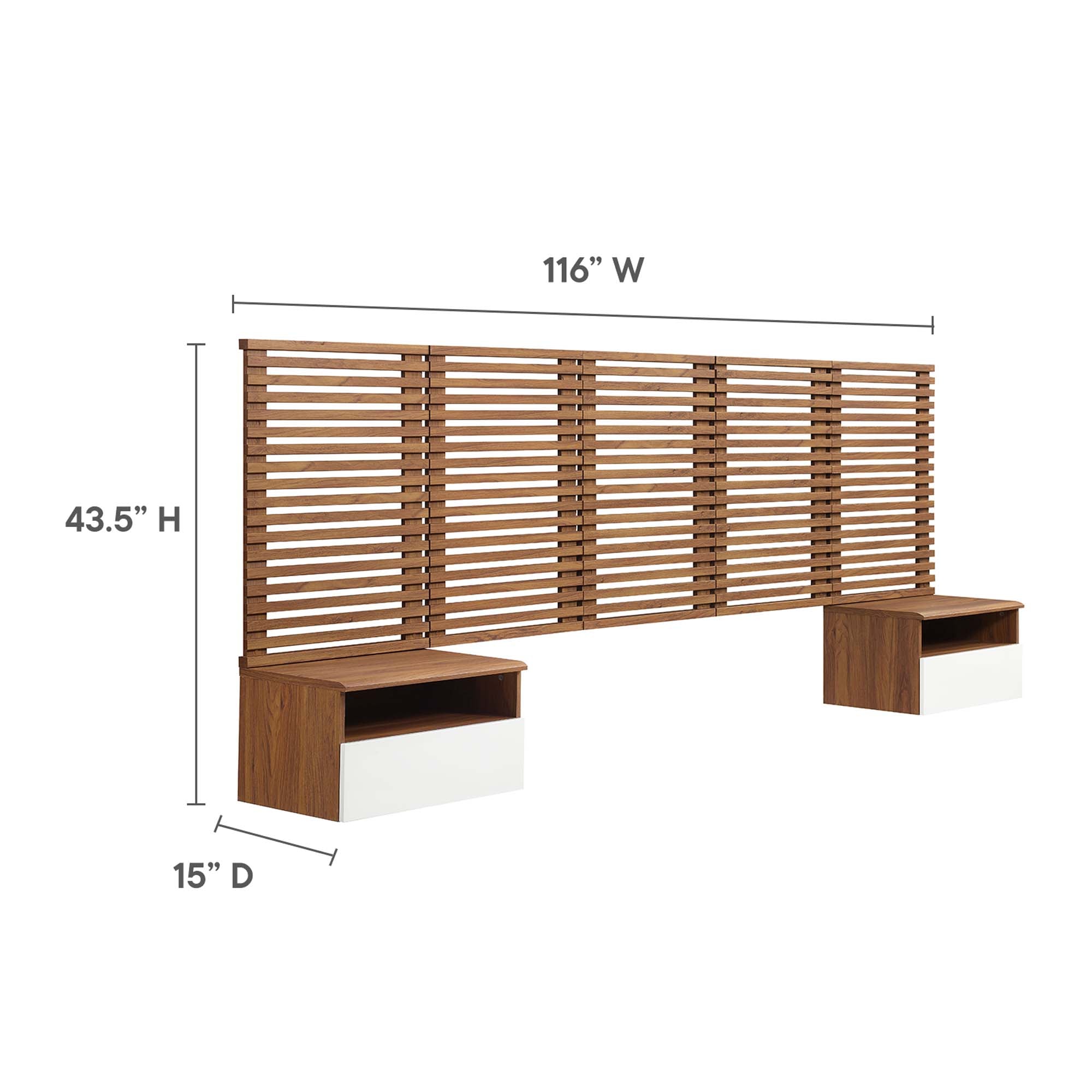Render Wall Mount Headboard and Modern Nightstands by Modway