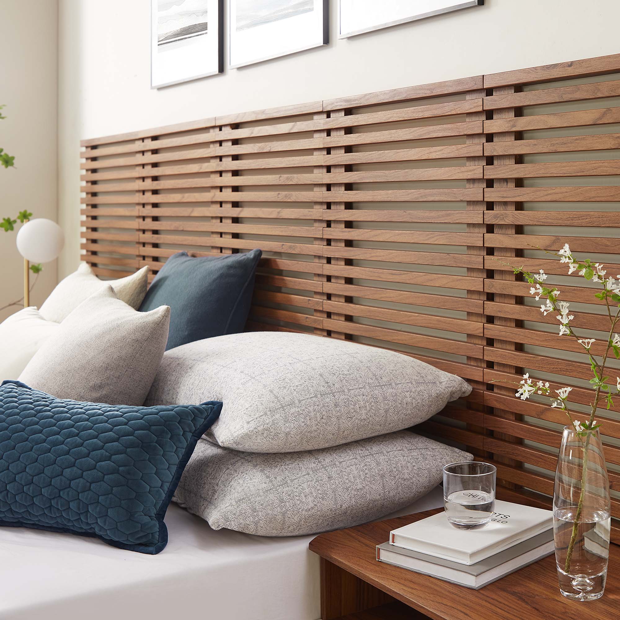 Render Wall Mount Headboard and Modern Nightstands by Modway