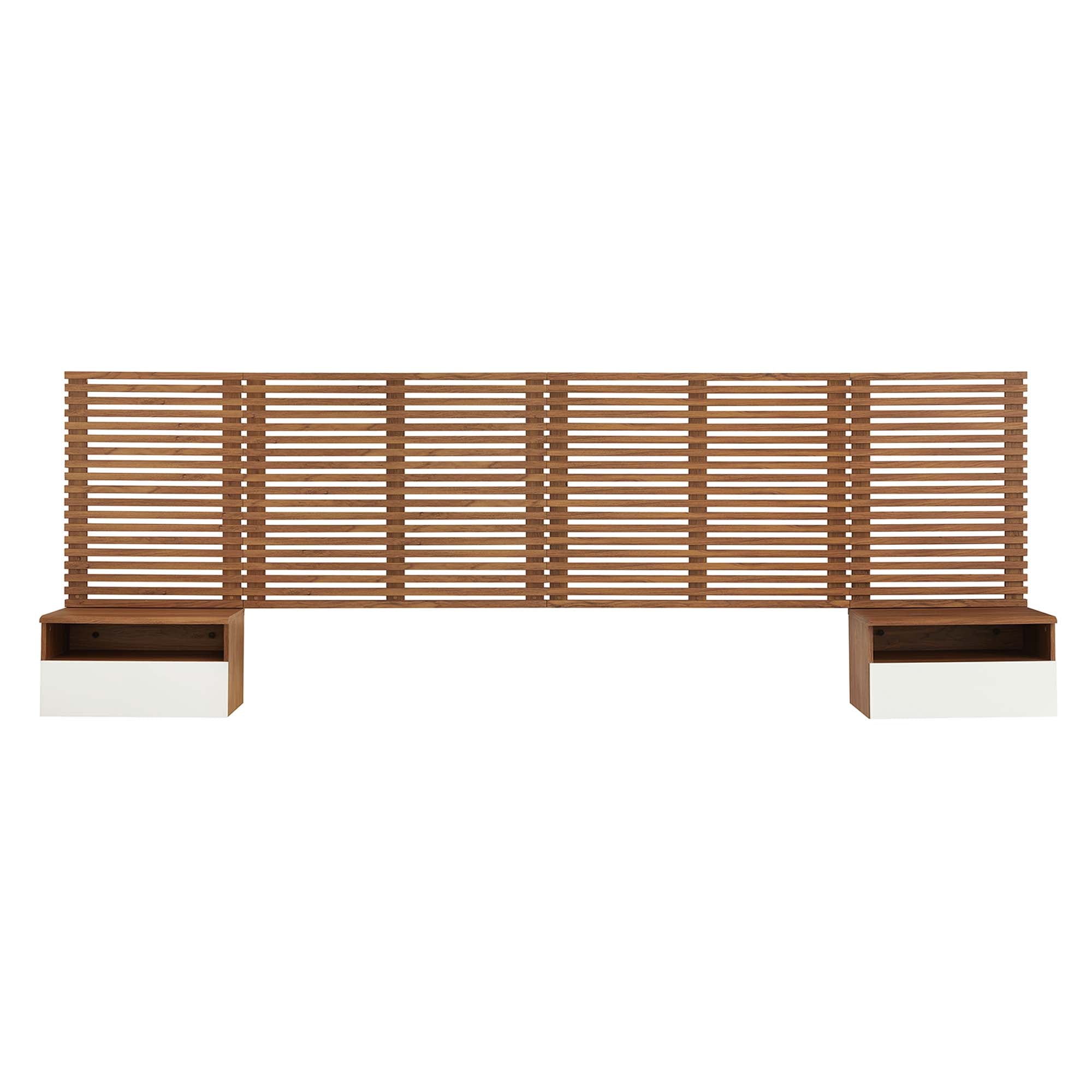 Render Wall Mount Headboard and Modern Nightstands by Modway