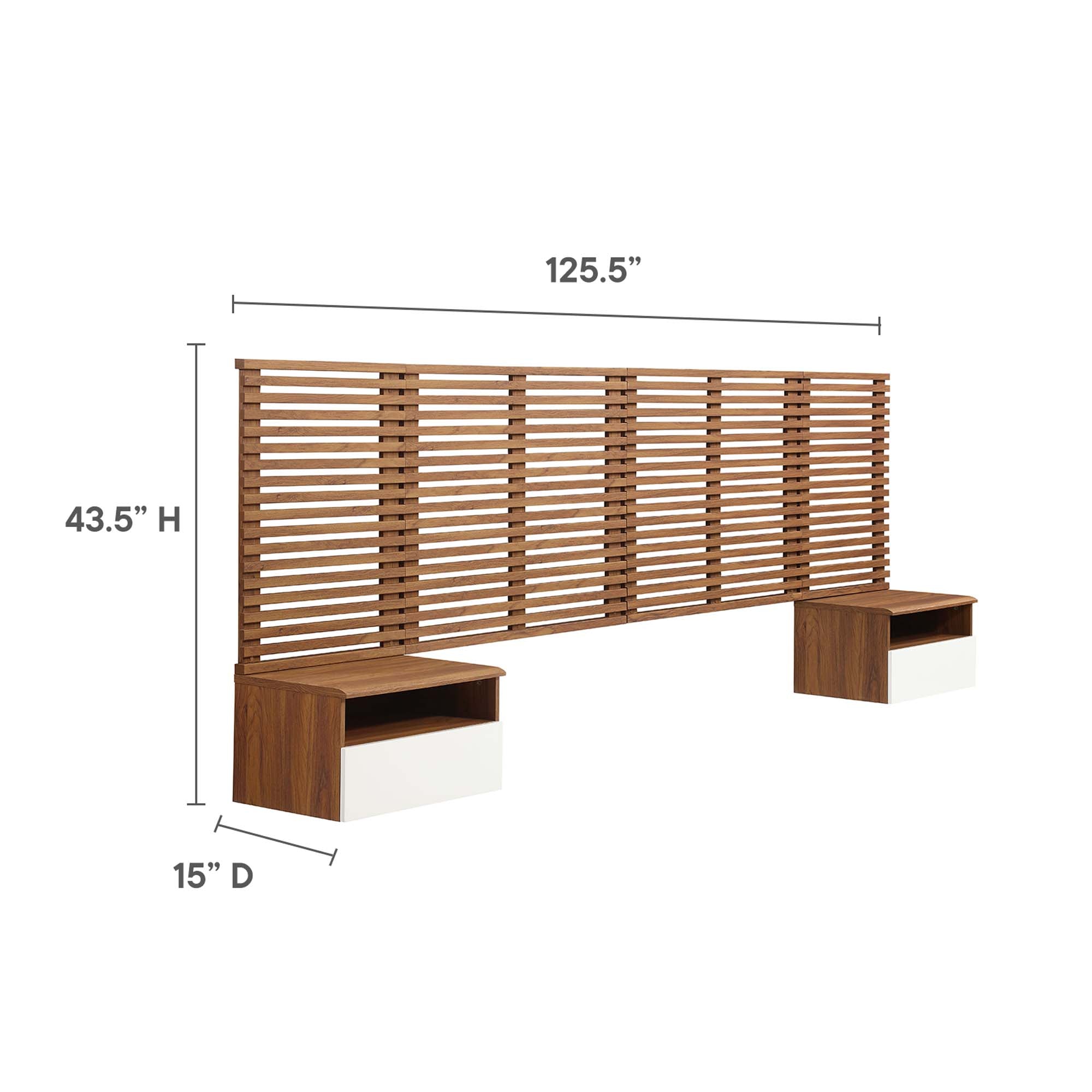 Render Wall Mount Headboard and Modern Nightstands by Modway