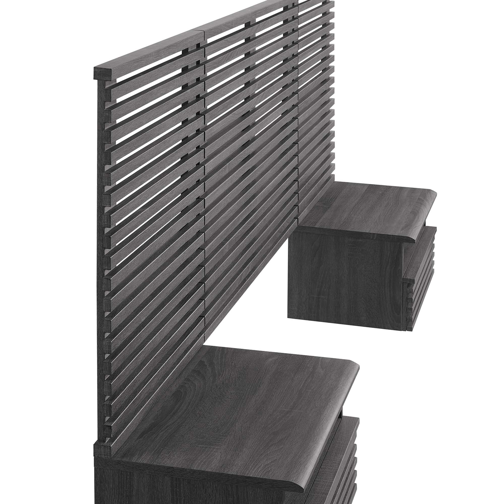 Render Wall Mount Headboard and Modern Nightstands by Modway