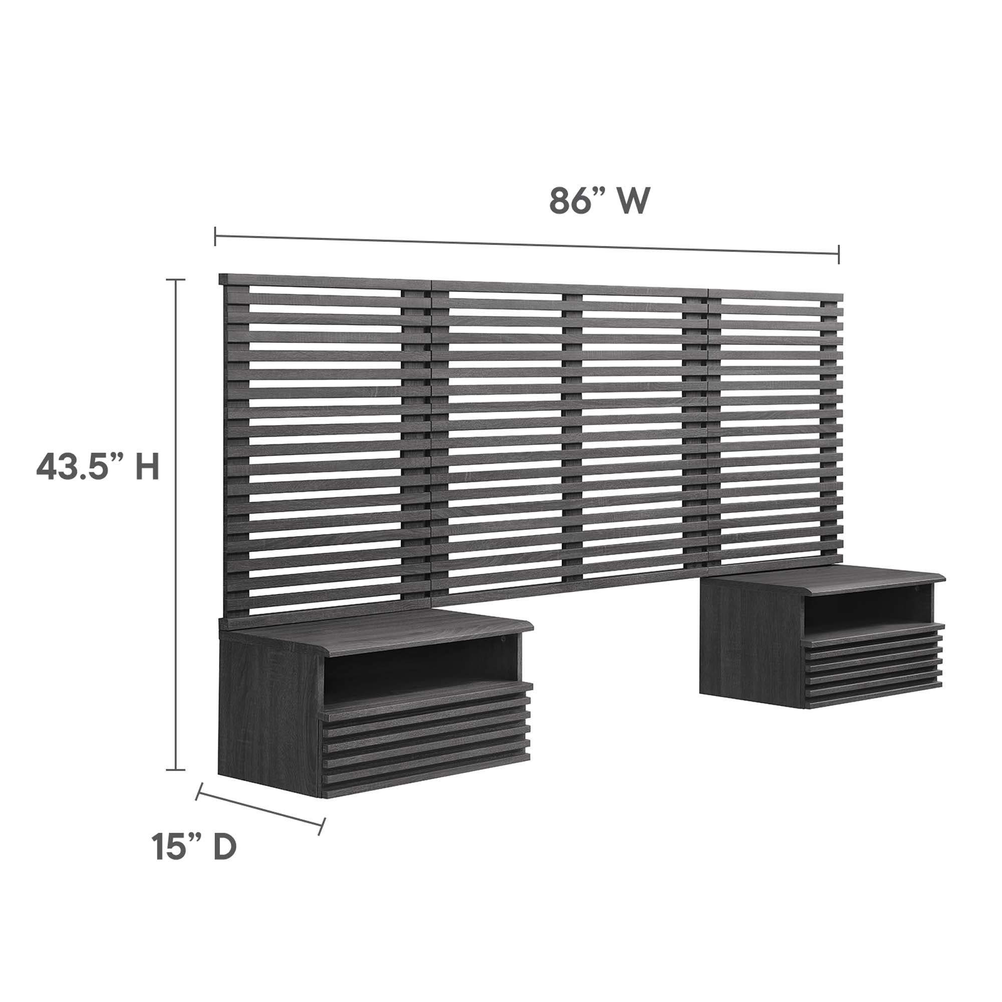 Render Wall Mount Headboard and Modern Nightstands by Modway