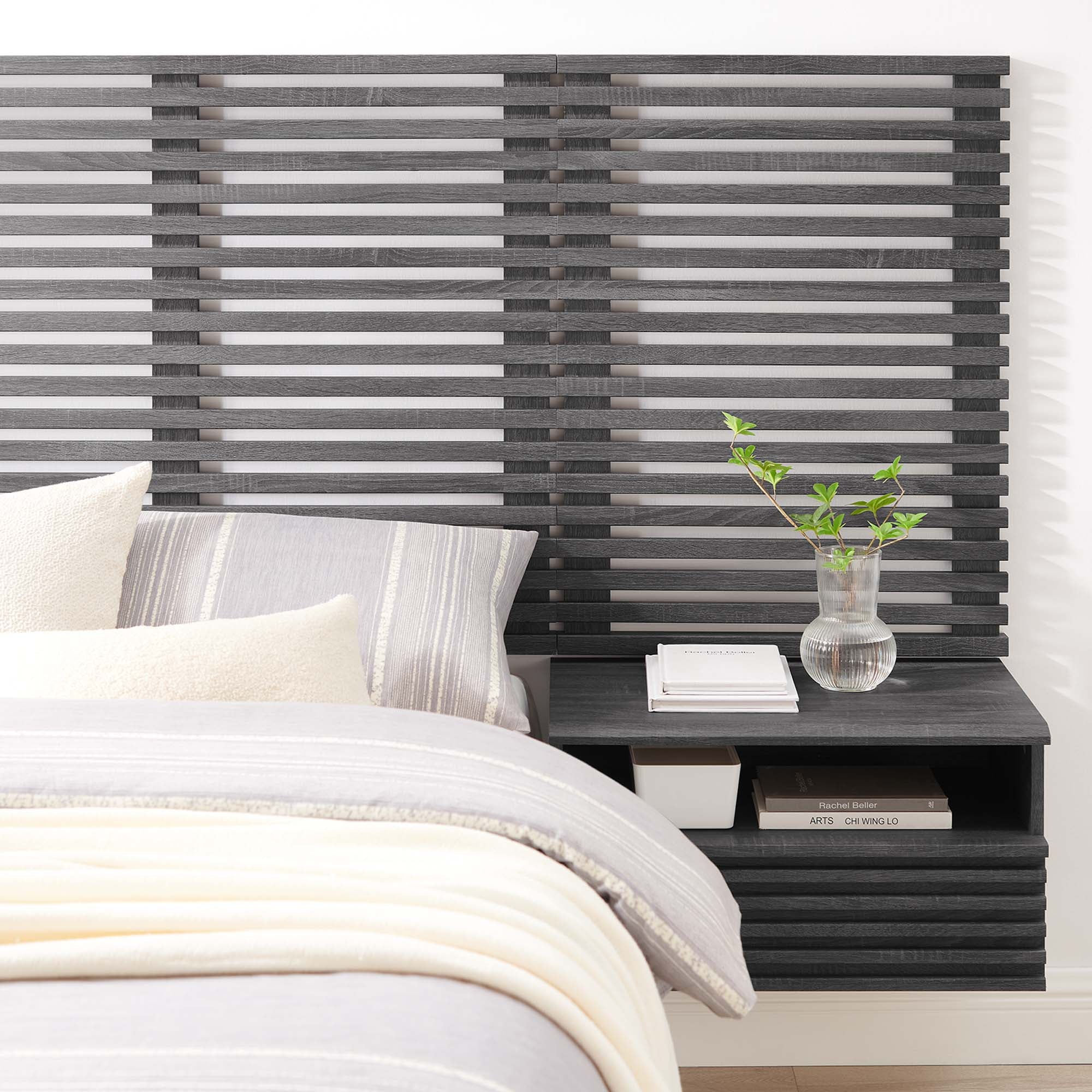 Render Wall Mount Headboard and Modern Nightstands by Modway