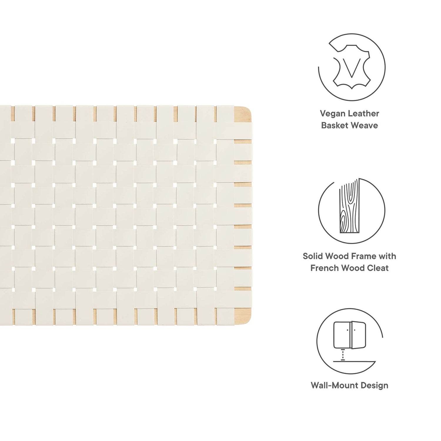 Sparta Woven Wall-Mount Vegan Leather Headboard by Modway