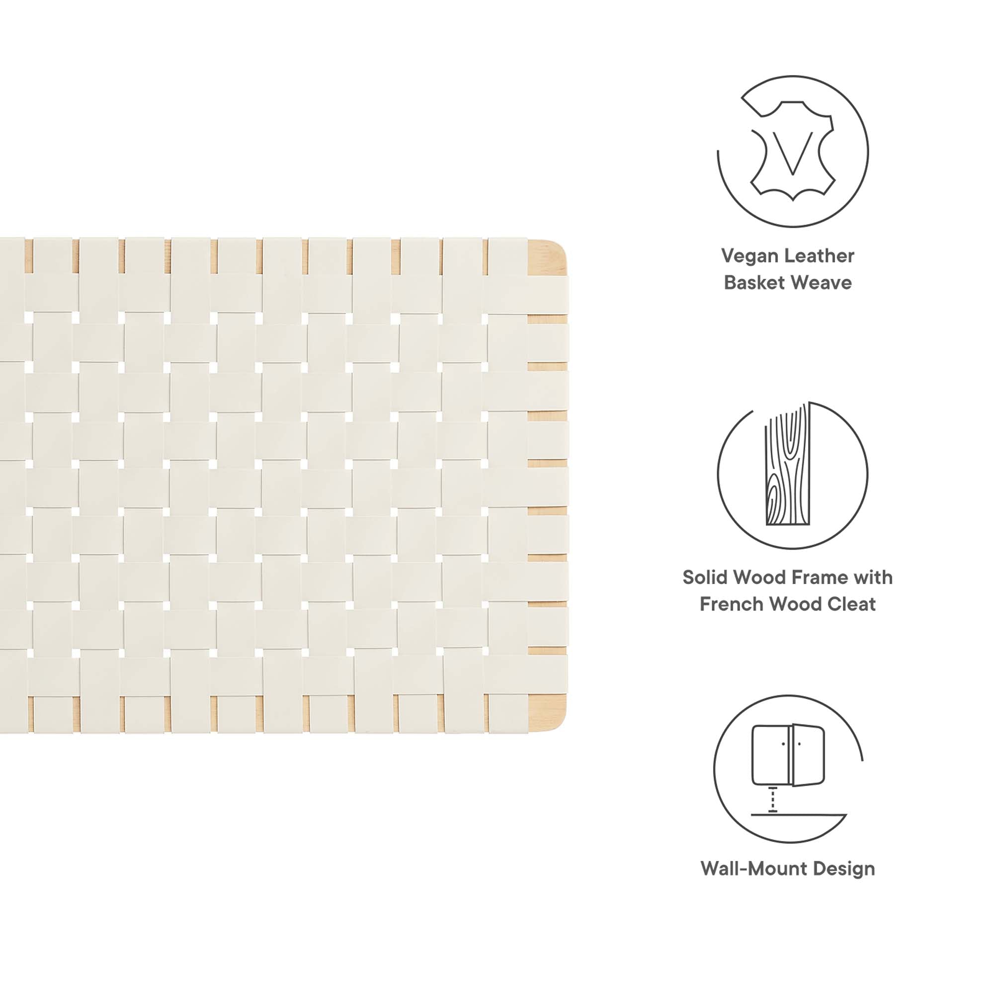 Sparta Woven Wall-Mount Vegan Leather Headboard by Modway
