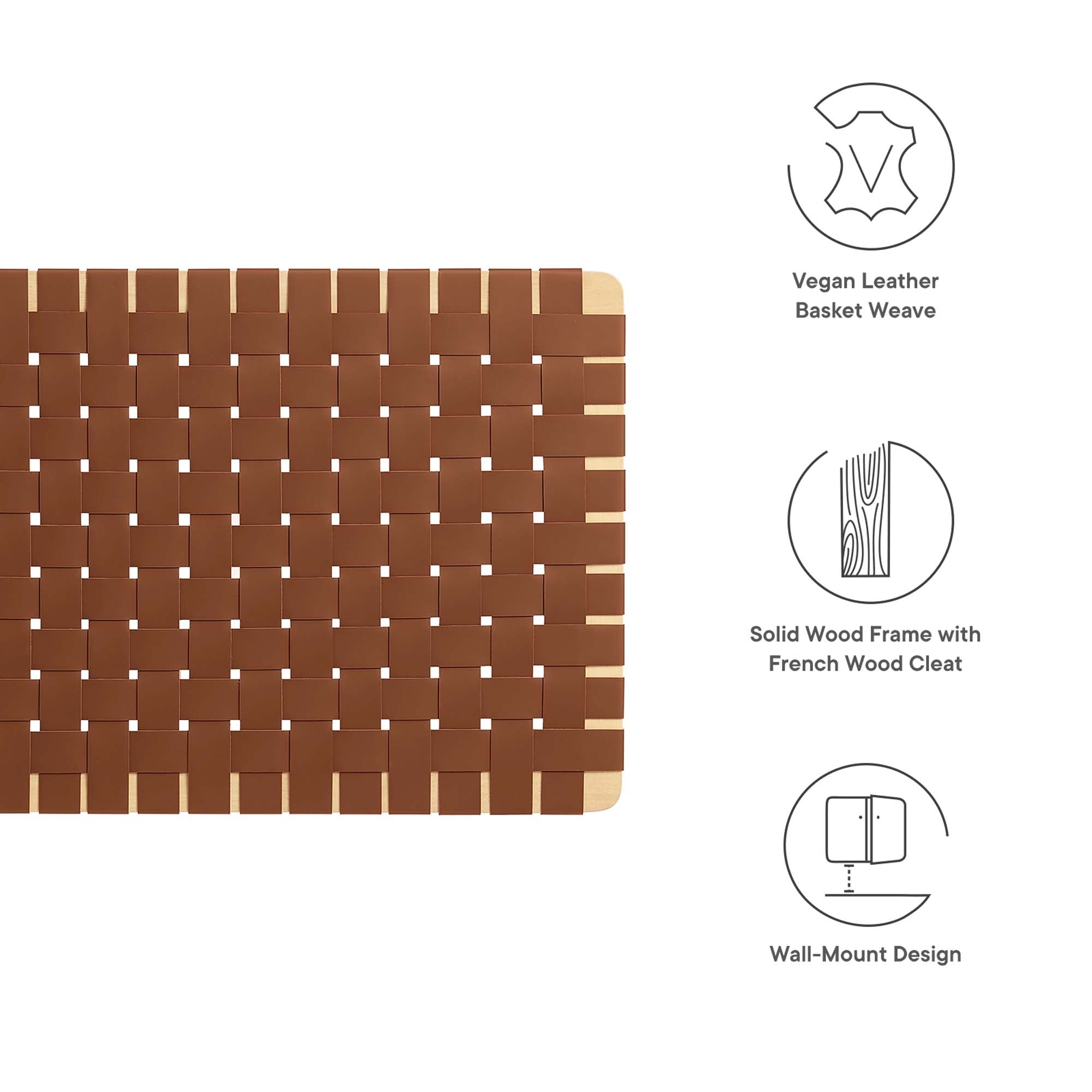 Sparta Woven Wall-Mount Vegan Leather Headboard by Modway