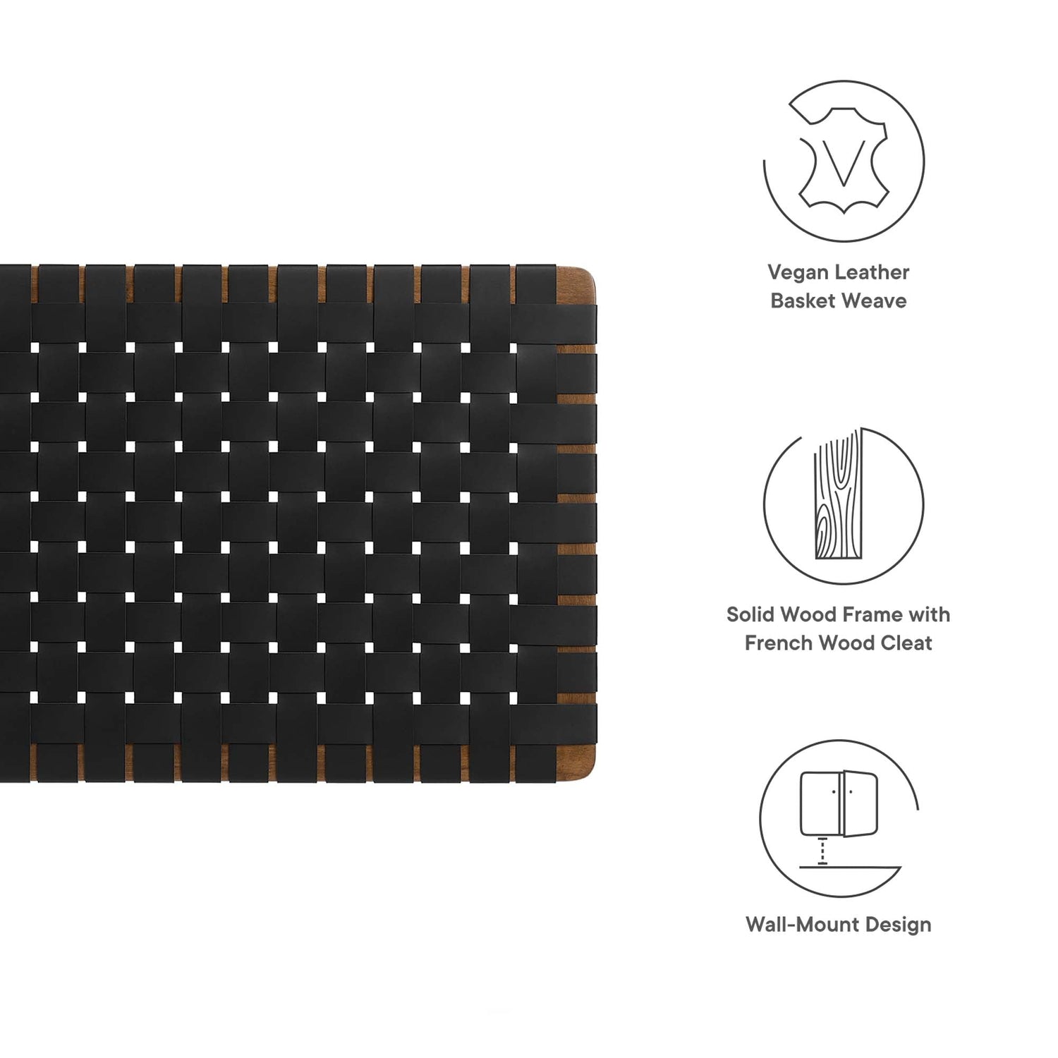 Sparta Woven Wall-Mount Vegan Leather Headboard by Modway