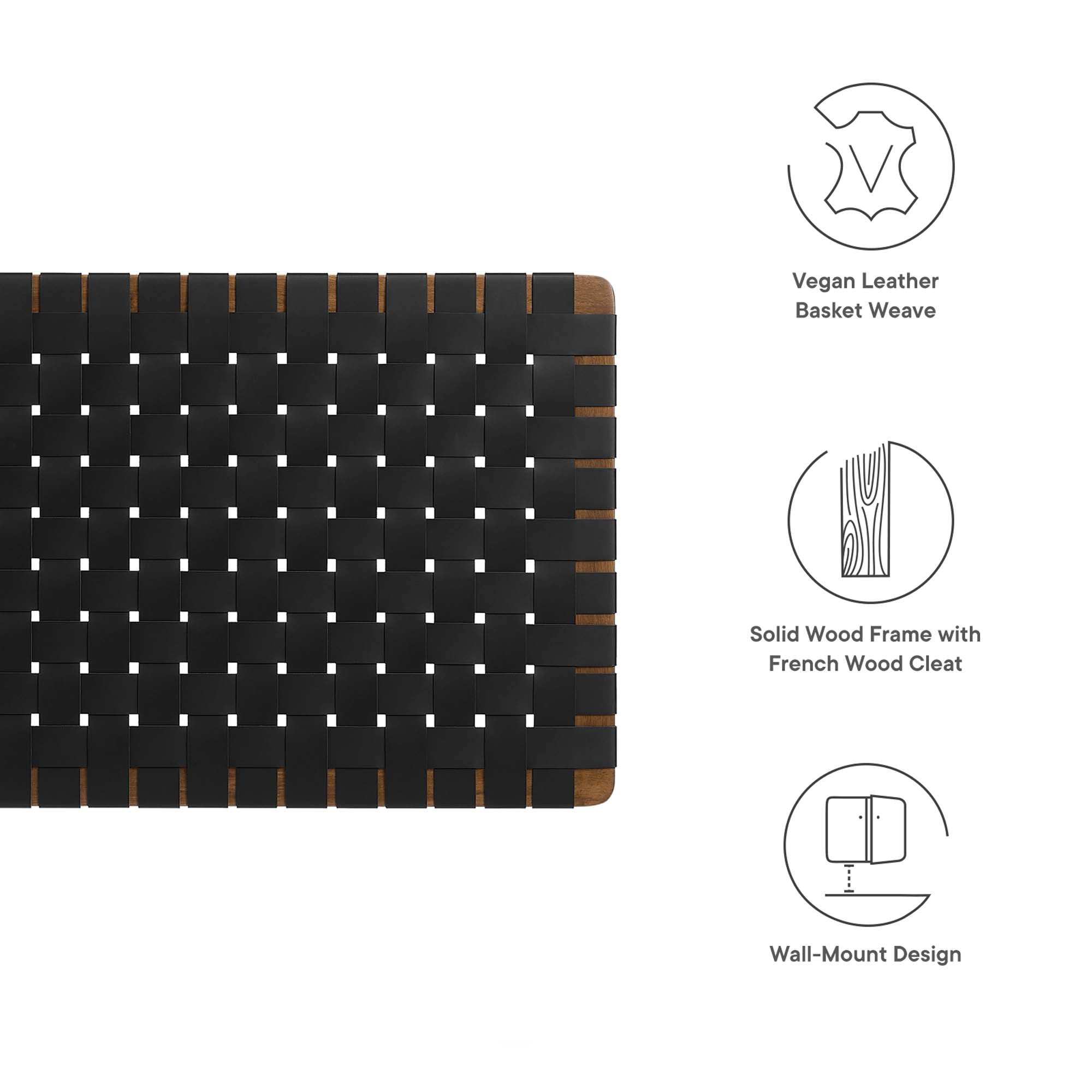 Sparta Woven Wall-Mount Vegan Leather Headboard by Modway