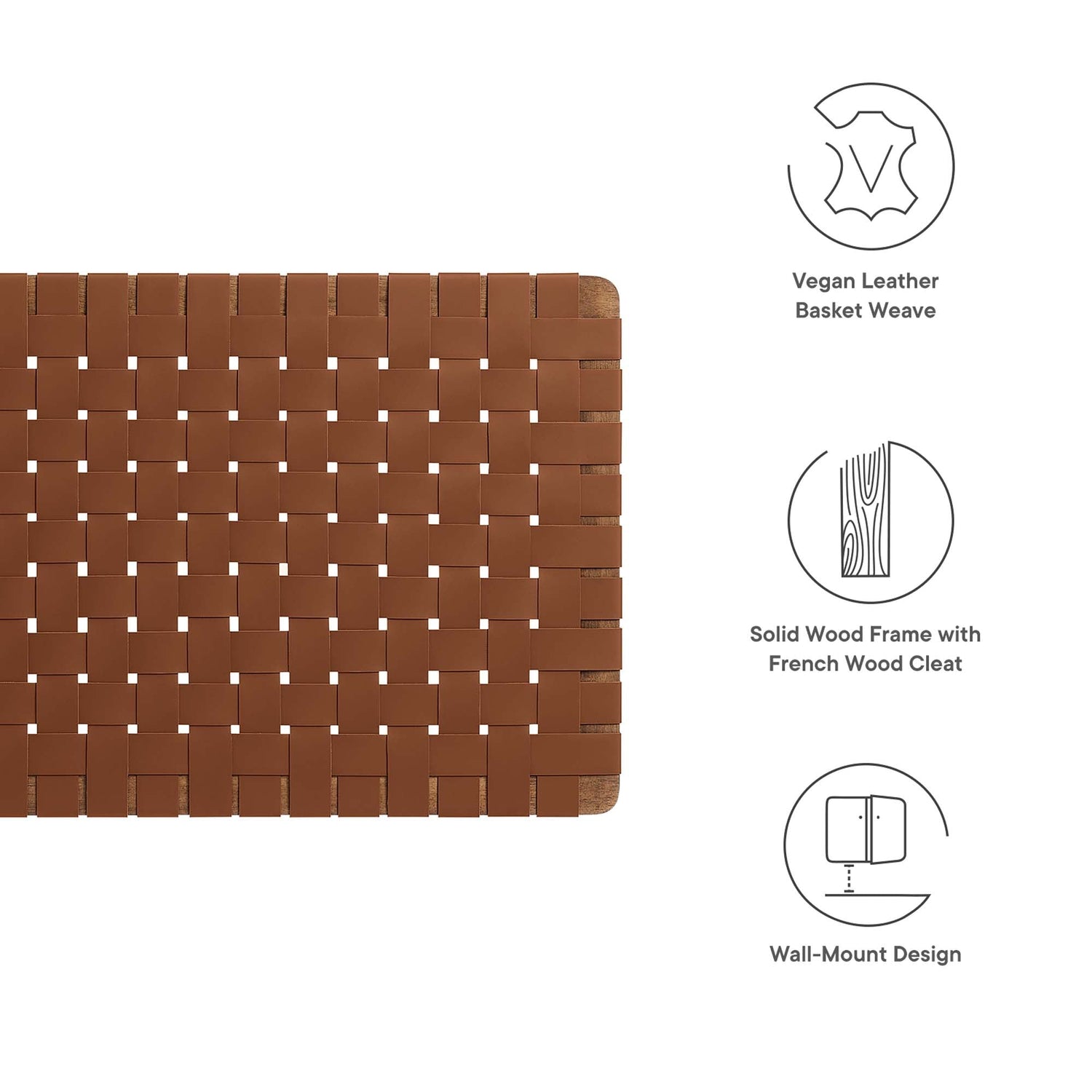Sparta Woven Wall-Mount Vegan Leather Headboard by Modway