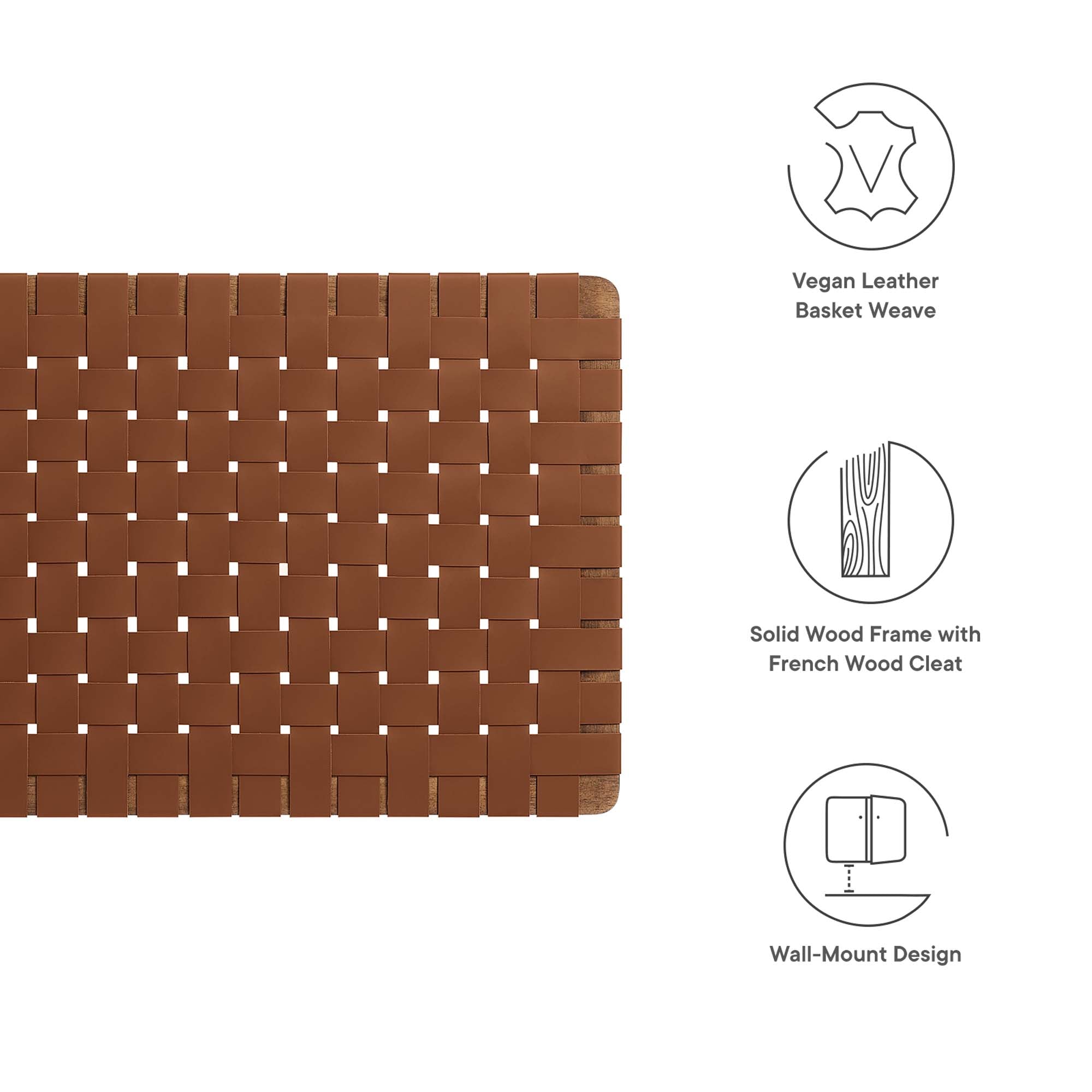 Sparta Woven Wall-Mount Vegan Leather Headboard by Modway