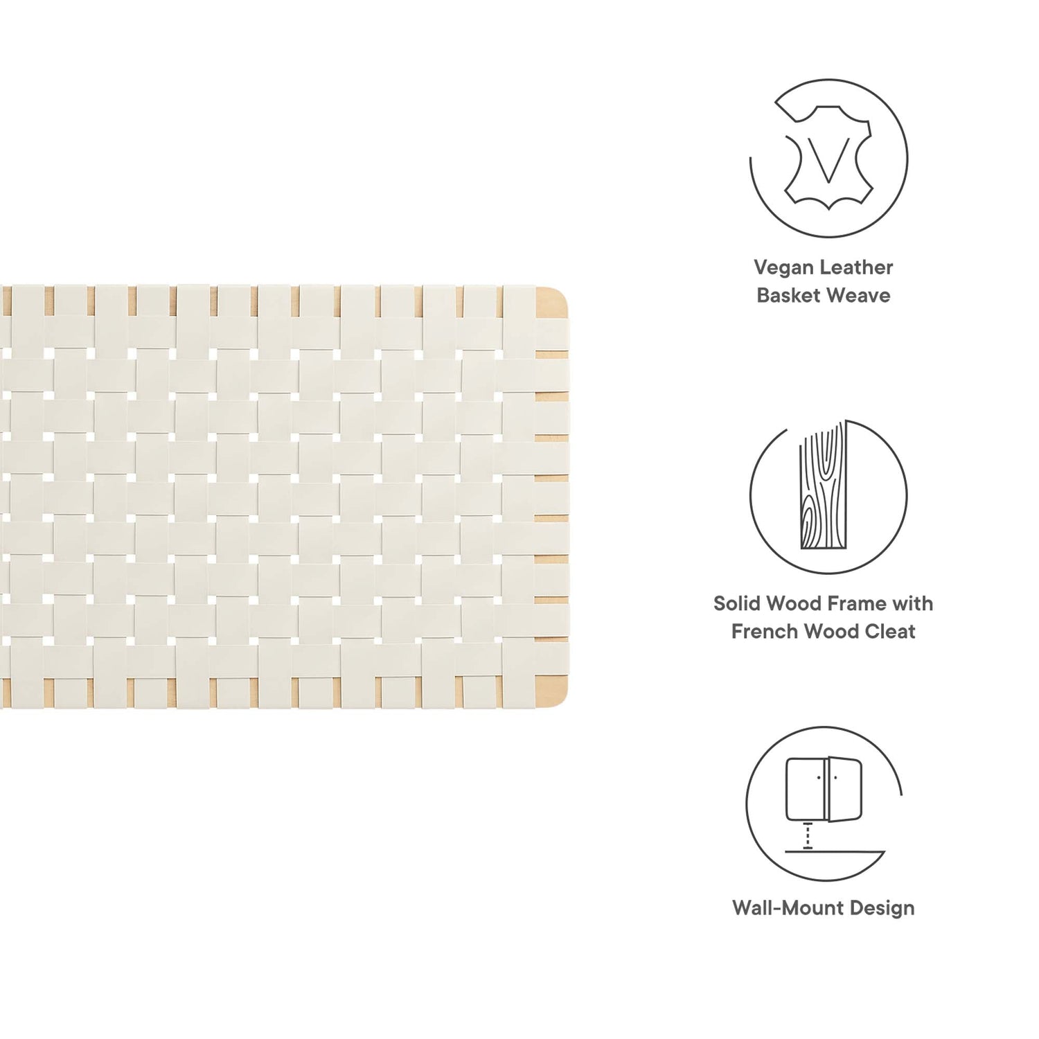 Sparta Woven Wall-Mount Vegan Leather Headboard by Modway